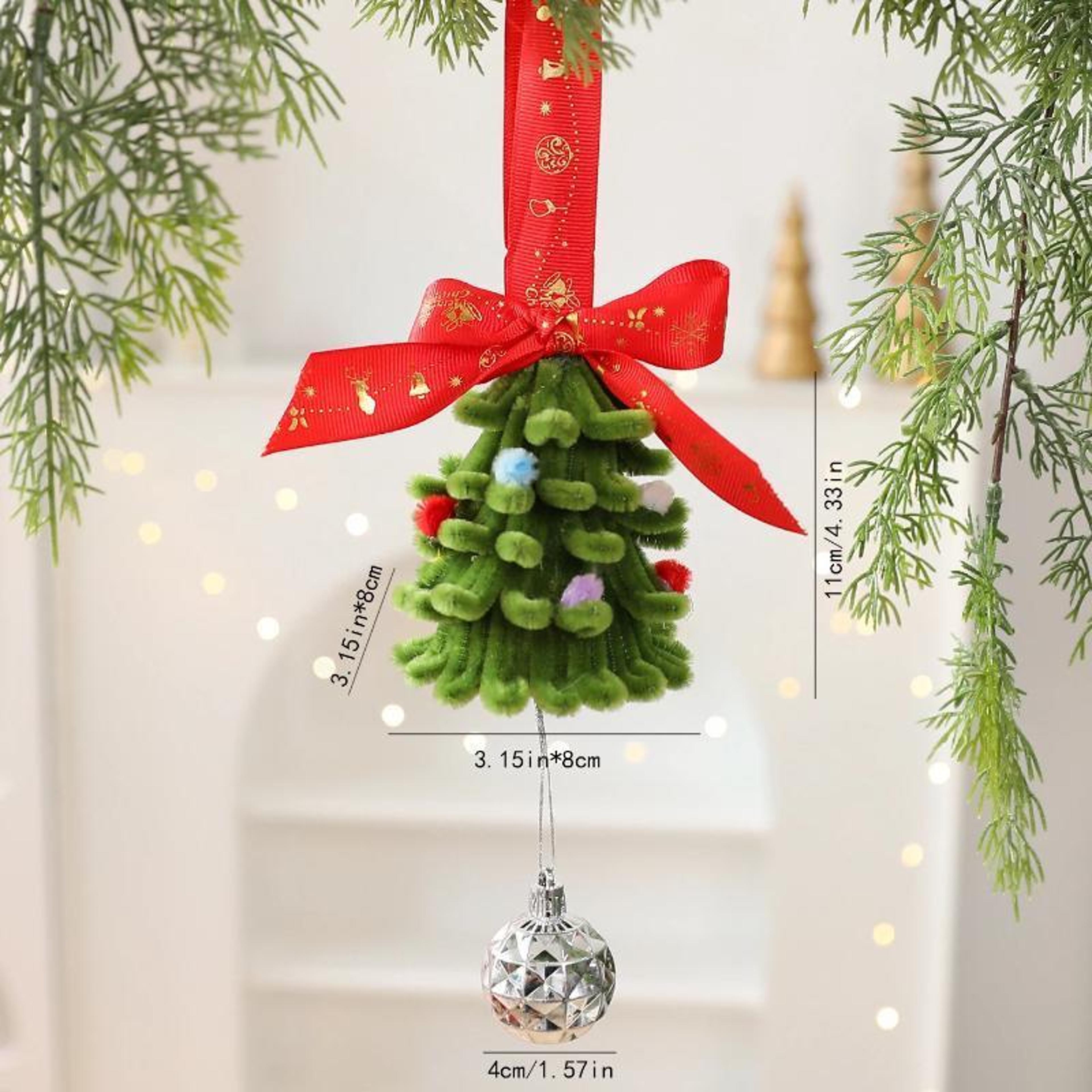 Festive Mini Christmas Tree Tabletop Christmas Decoration Plush Hanging Ornament 6