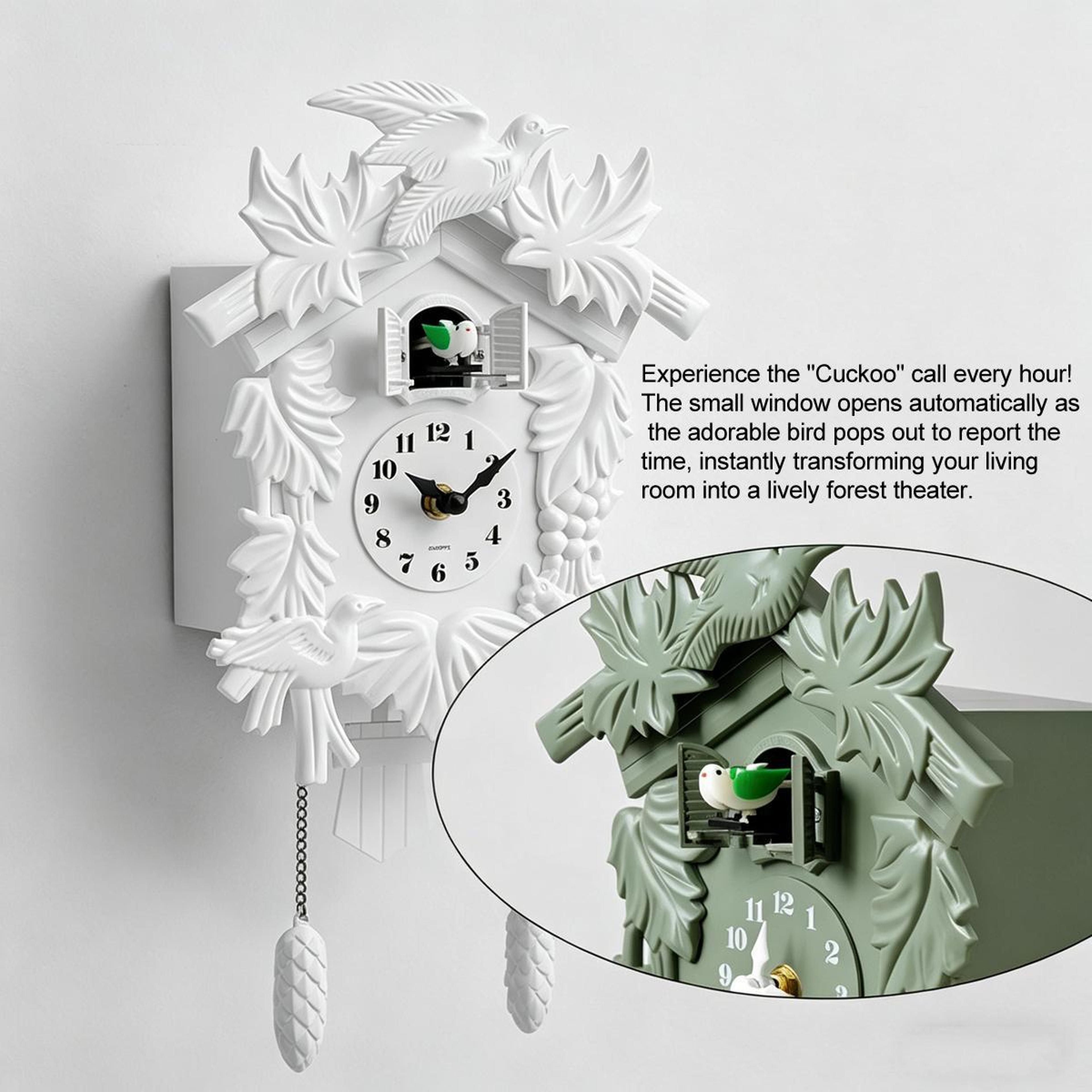 Vintage Cuckoo Wall Clock With Bird Song Chime  Silent Movement For Home Wall Decor 1
