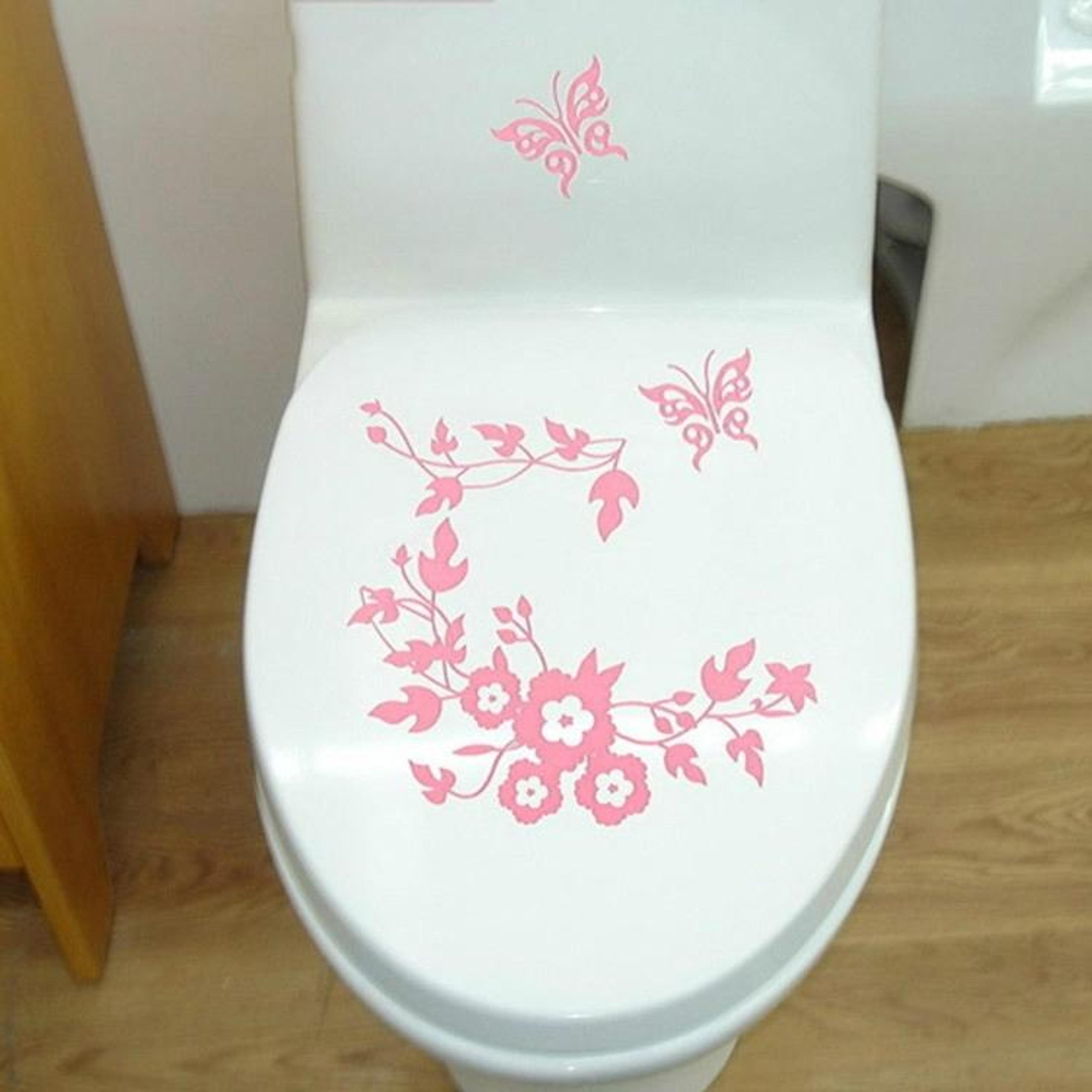 Butterfly Floral Bathroom Wall Stickers Removable Waterproof PVC Wall Decals 7