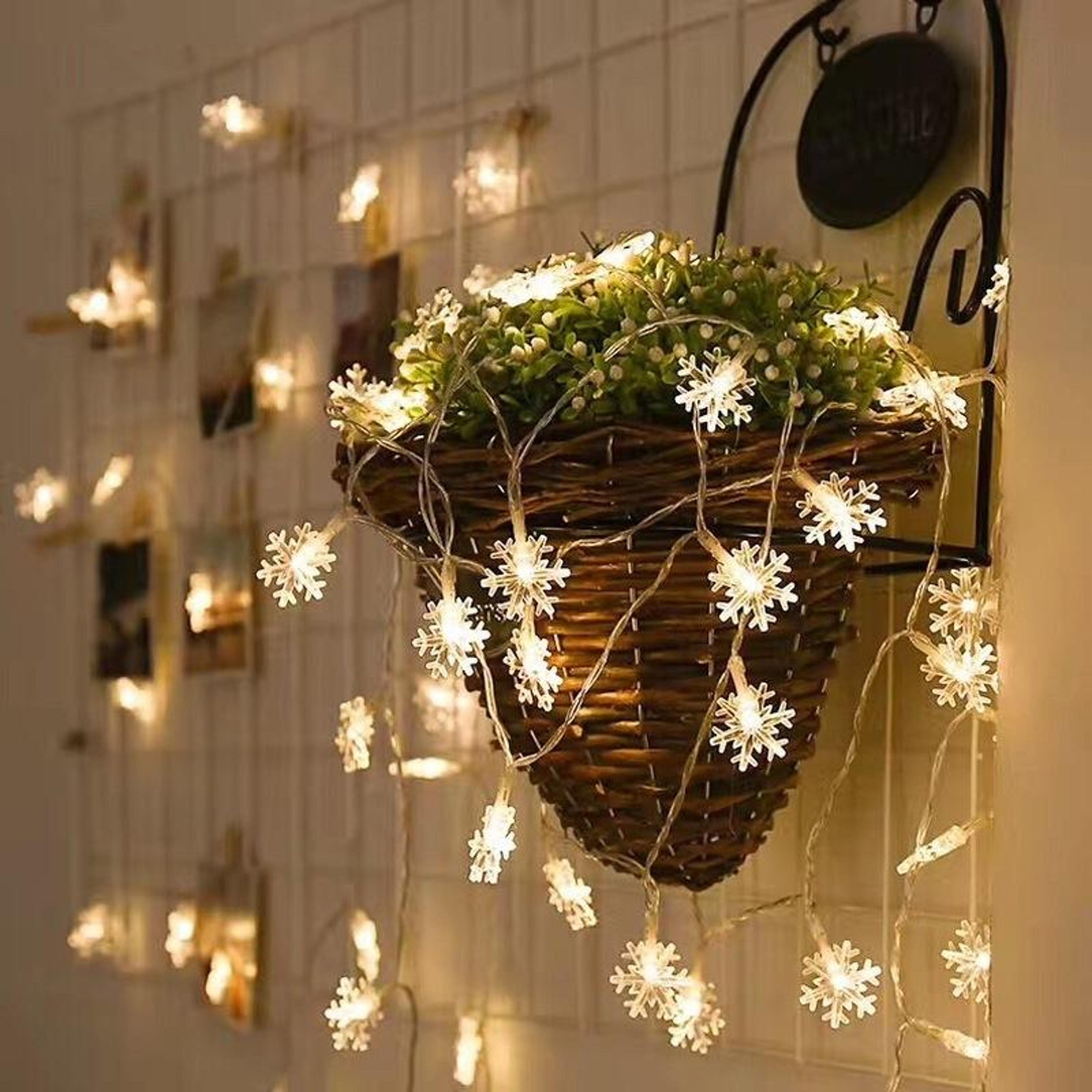 USB Snowflake String Lights 3M 20 LED Fairy Garland For Christmas Home  Holiday Decor 4
