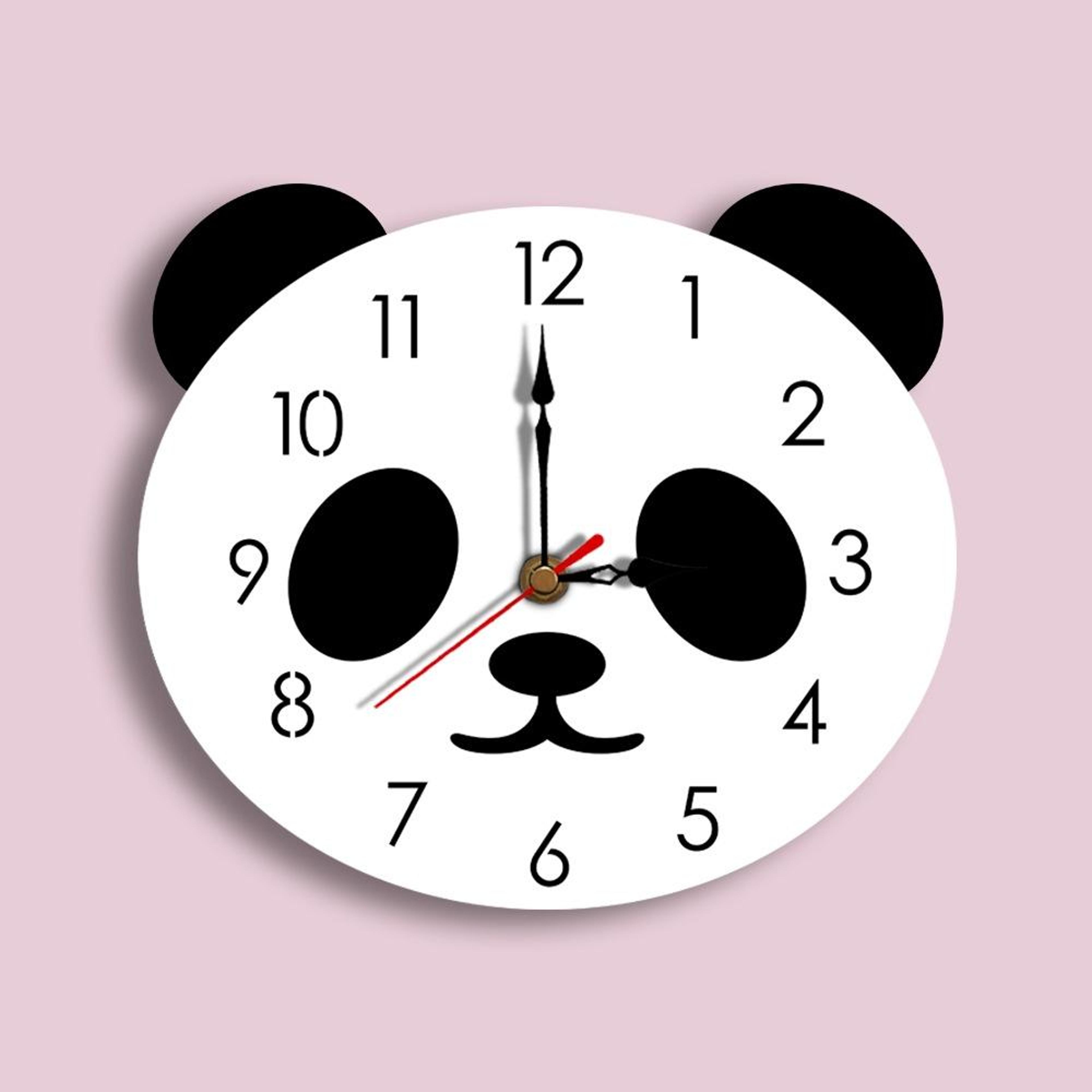Cute Panda Wall Clock Silent Acrylic Wall Clock For Kids Bedroom Living Room Decor 0