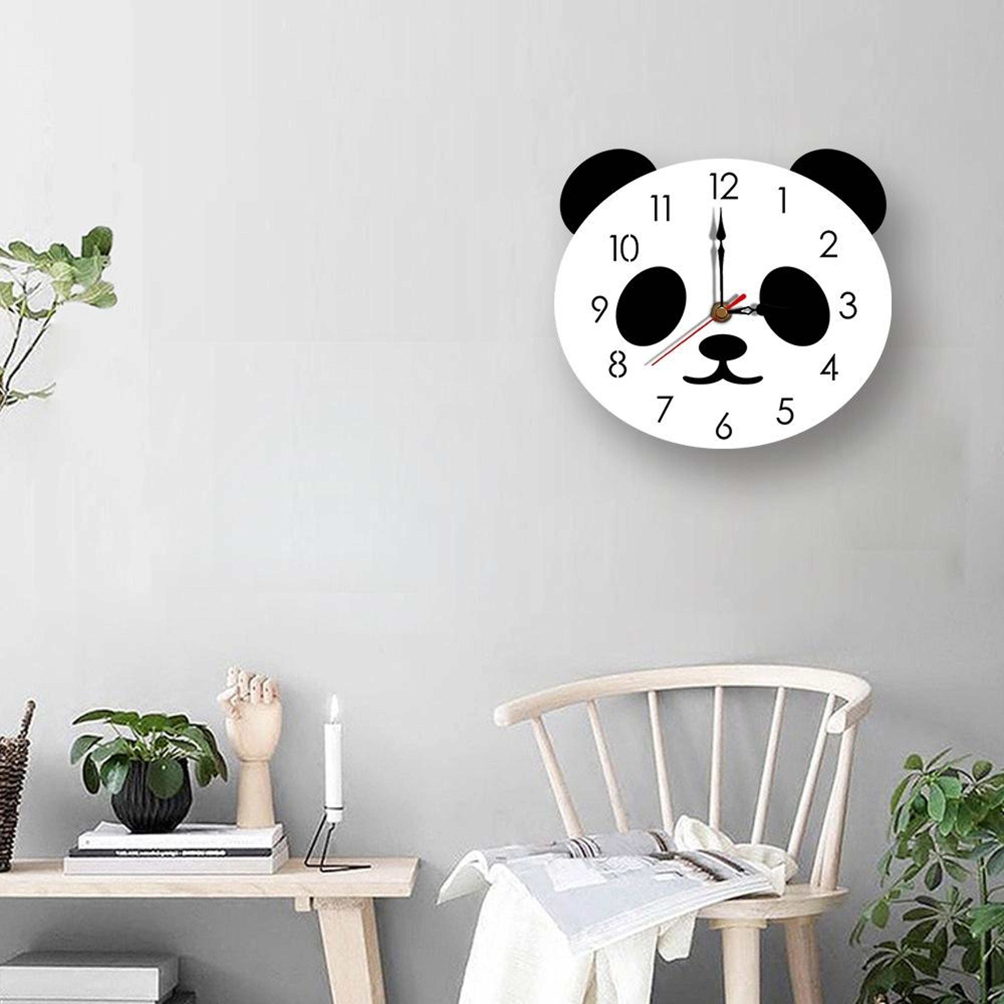 Cute Panda Wall Clock Silent Acrylic Wall Clock For Kids Bedroom Living Room Decor 4