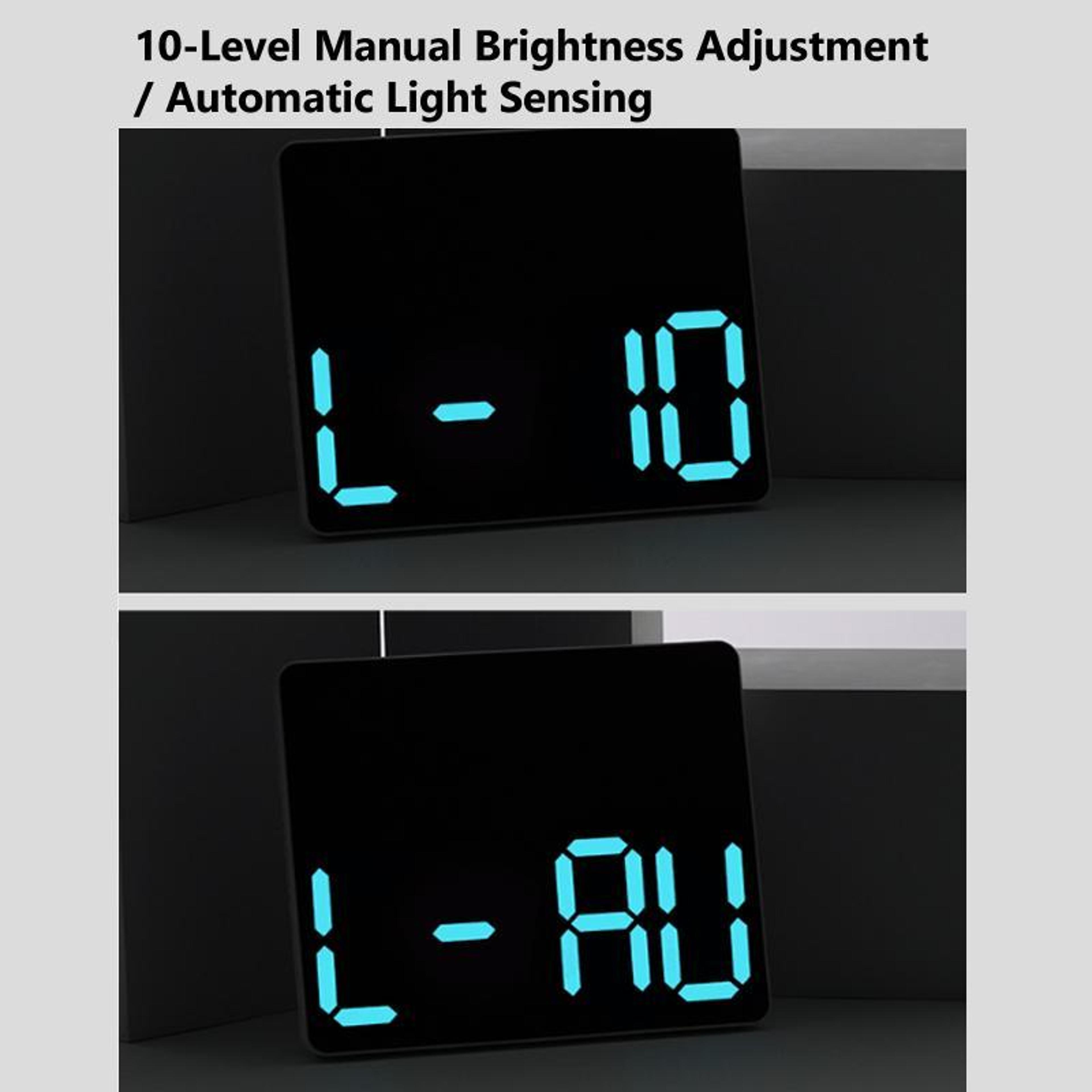 RGB LED Digital Wall Clock With Large Display Dual Alarm Timer  Auto Dimming For Home Office Gym 8