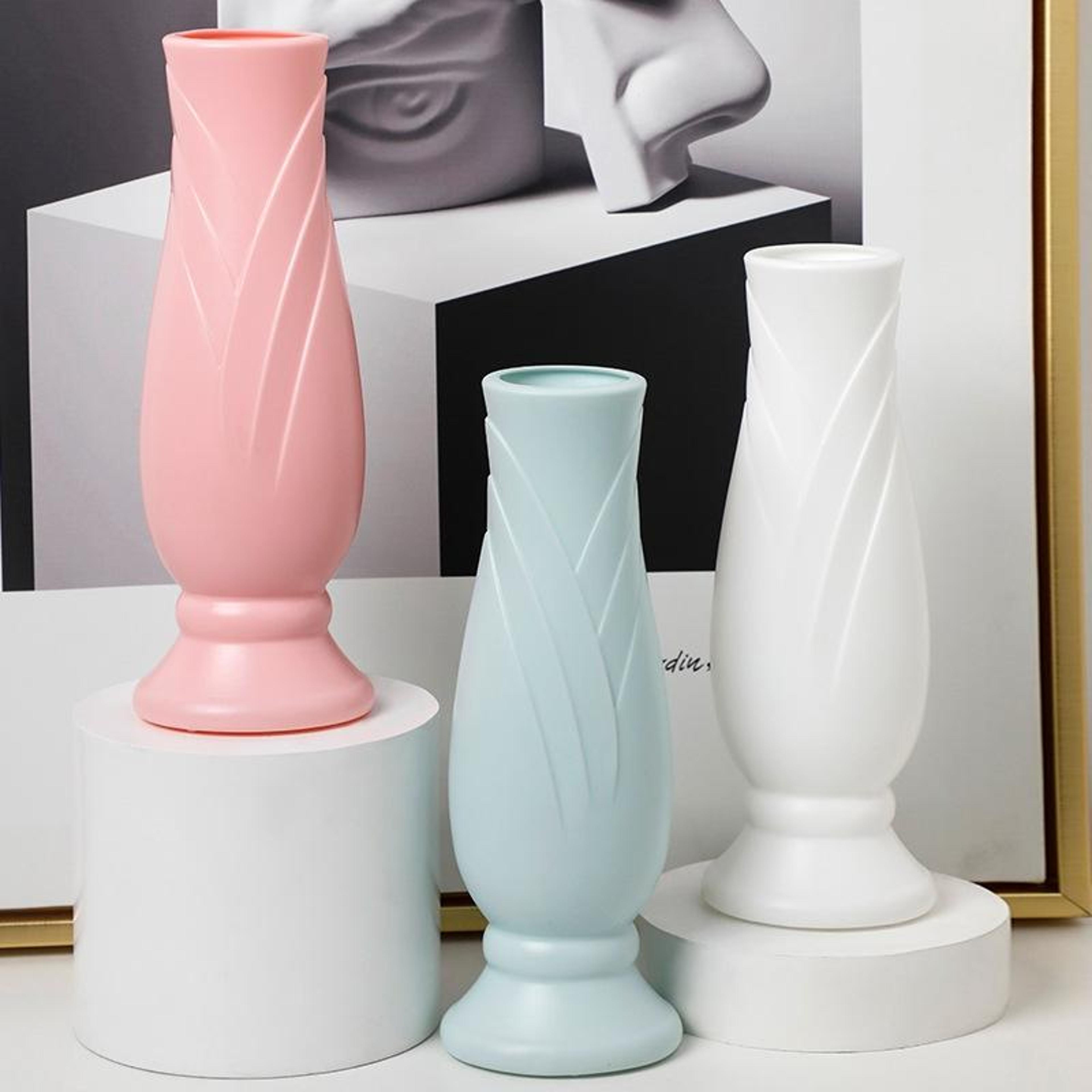 Petal Plastic Decorative Vase Modern Faux Ceramic Flower Vase For Elegant Home Decor 4