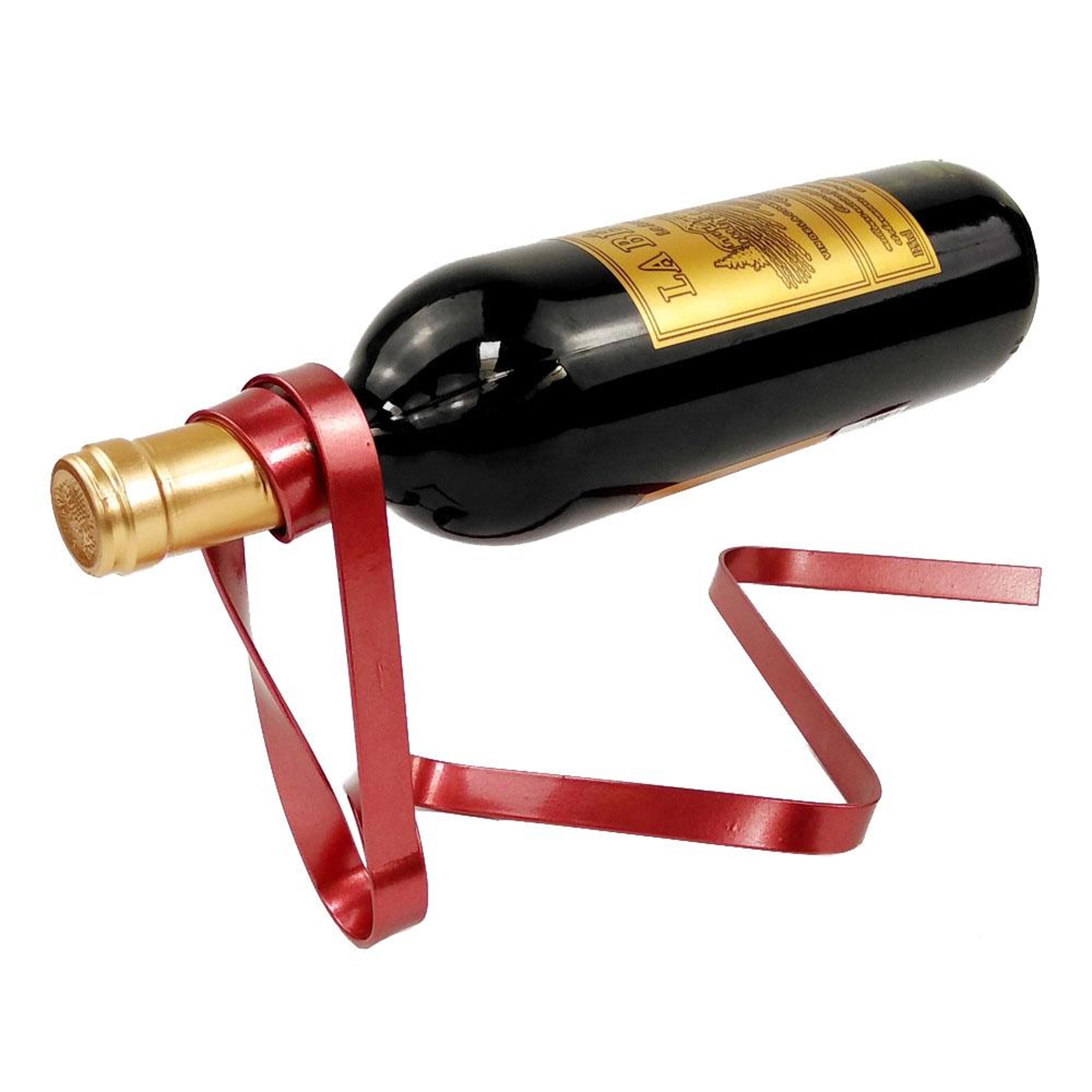 Ribbon Style Wine Bottle Holder Metal Floating Wine Bottle Stand Decorative Wine Rack Decor 2