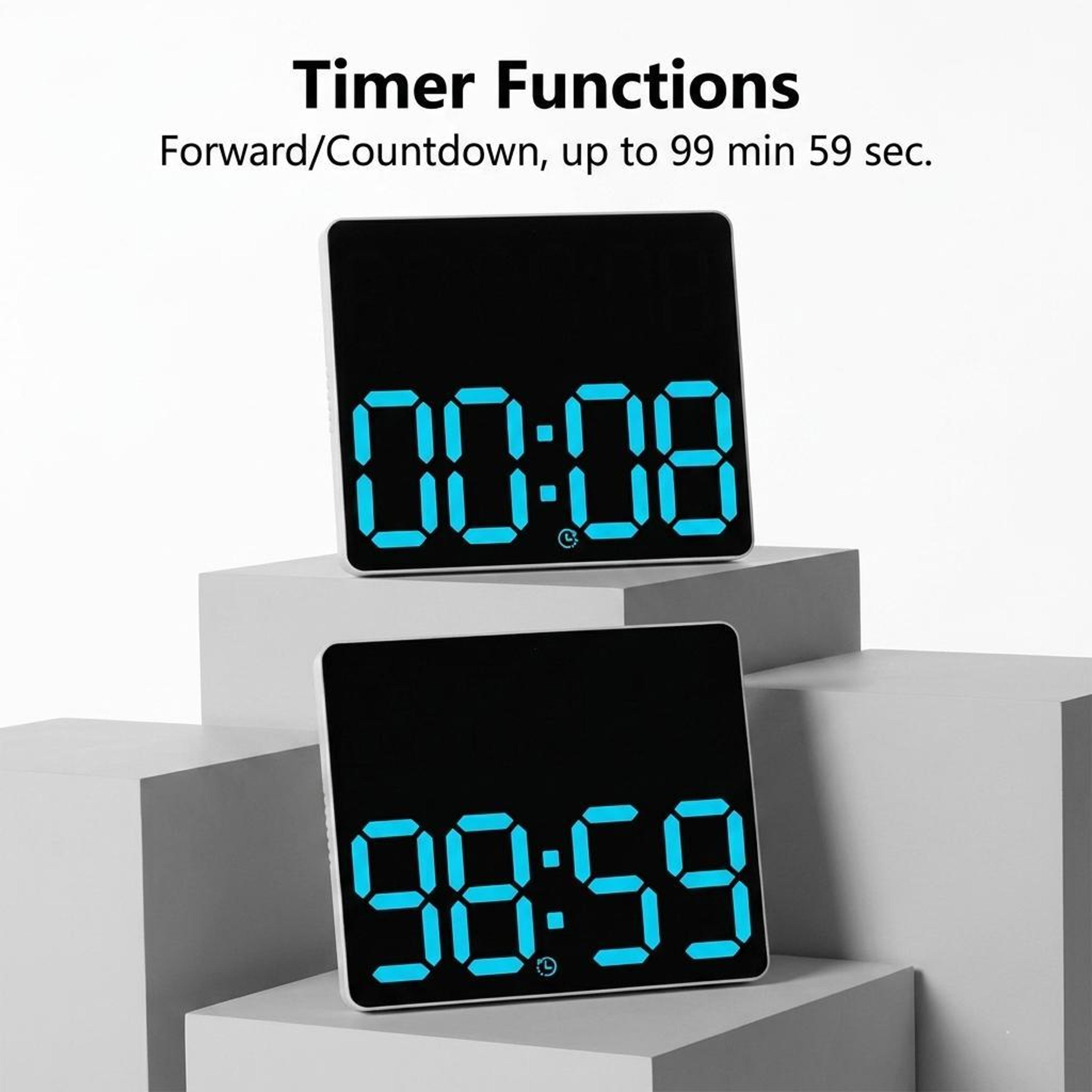 RGB LED Digital Wall Clock With Large Display Dual Alarm Timer  Ambient Night Light 4