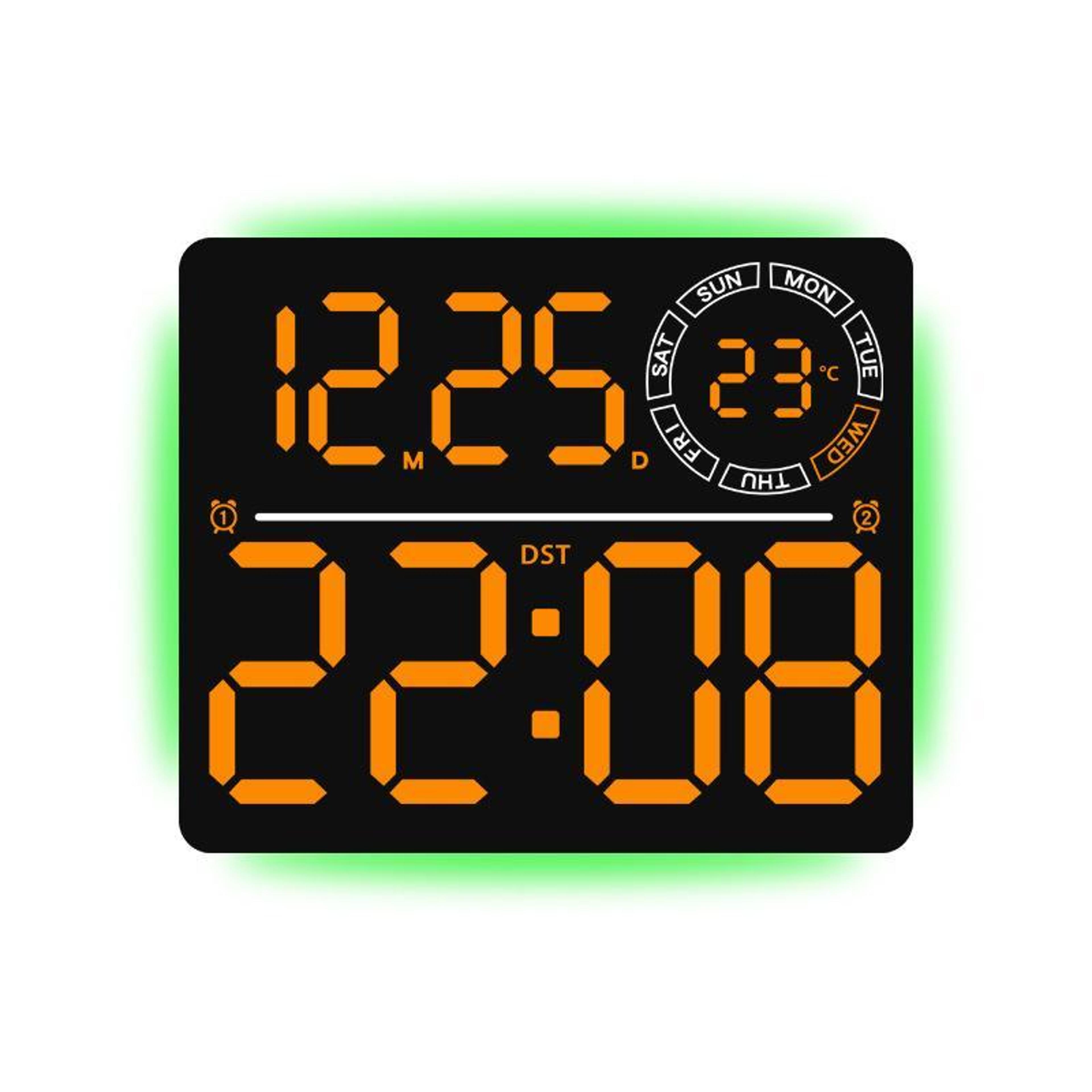 RGB LED Digital Wall Clock With Large Display Dual Alarm Timer  Ambient Night Light 9