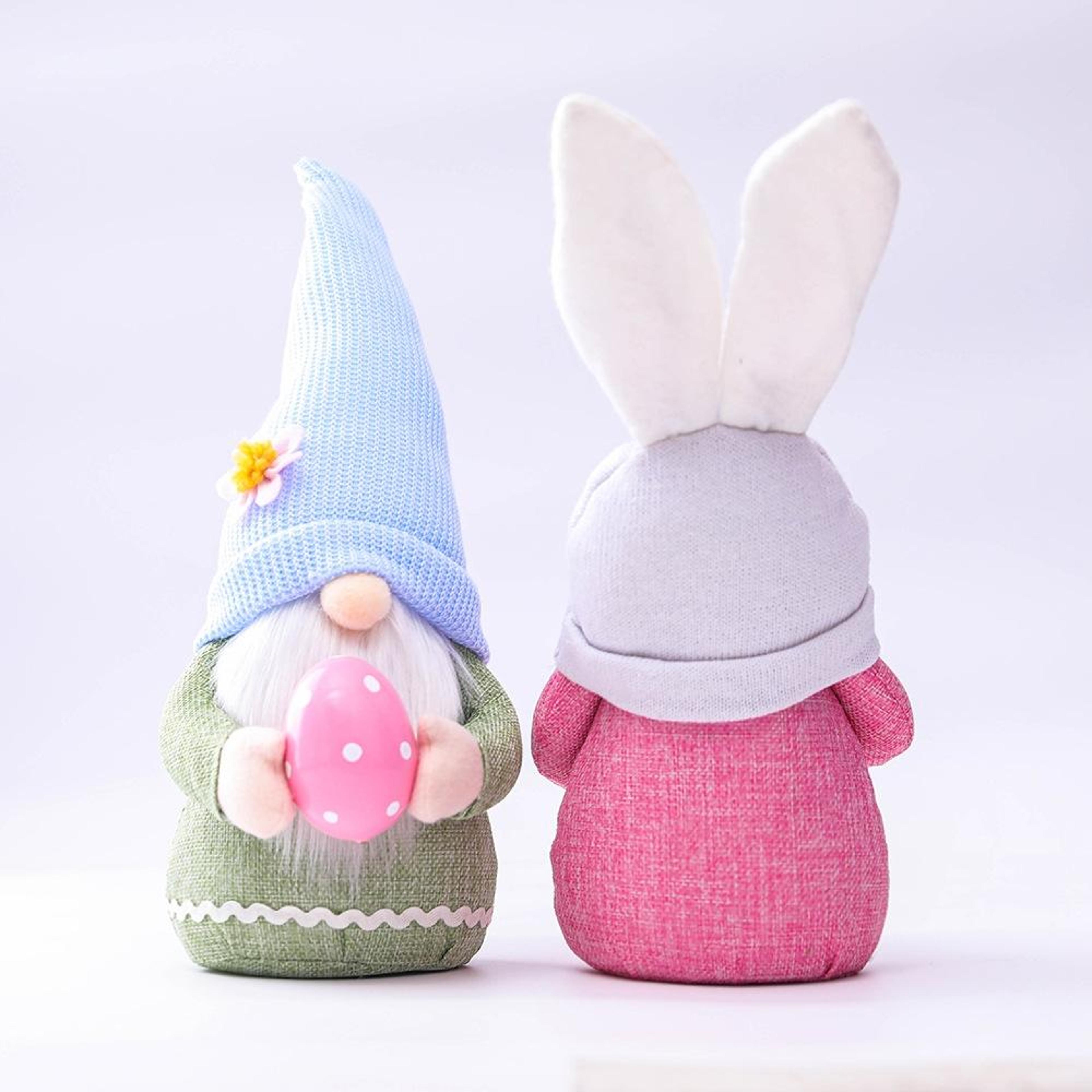 2PCS Easter Bunny Gnome Plush Dolls Decorative Spring Home Decor Set 1