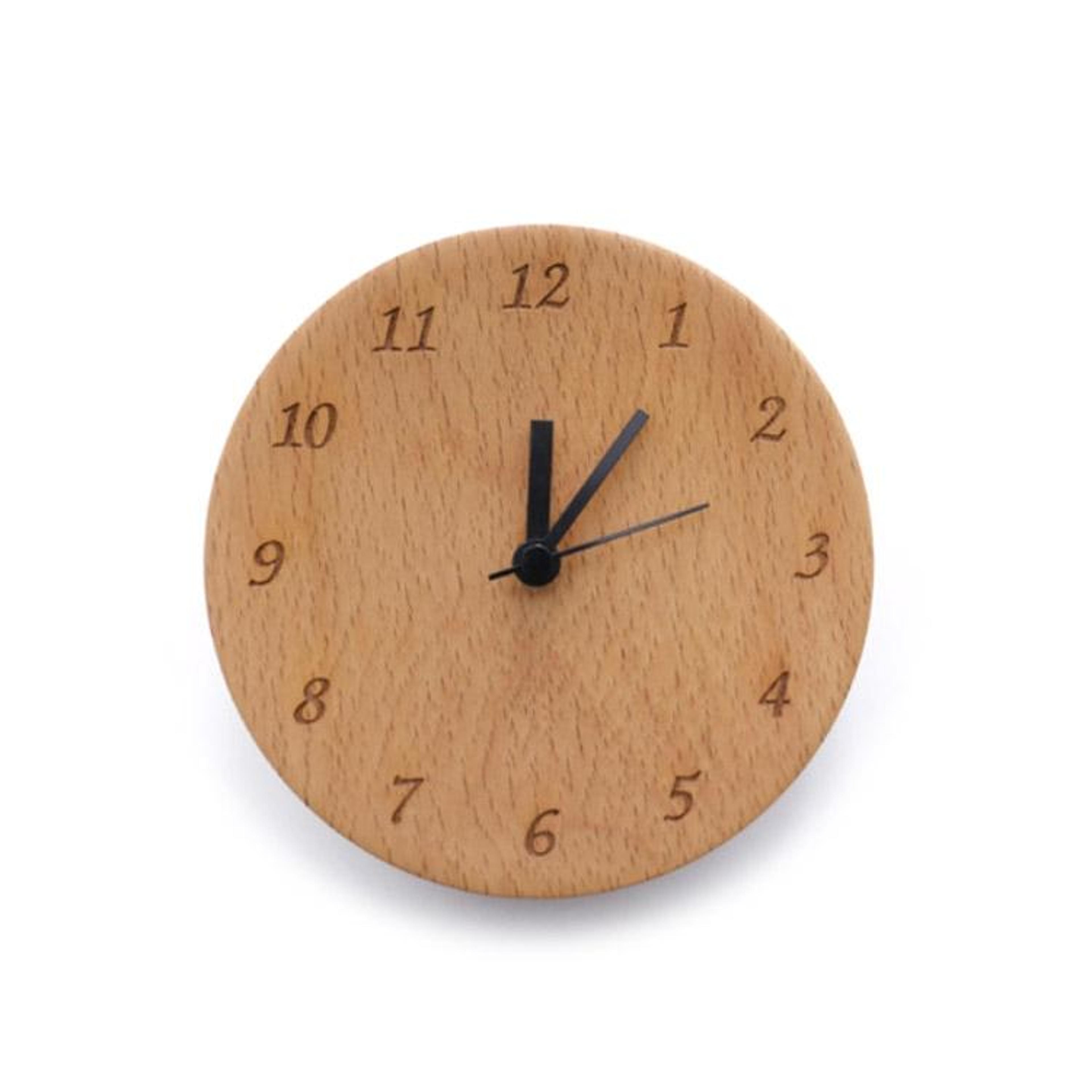 Beech Wood Alarm Clock Decorative Wooden Bedside Clock For Home Study And Bedroom 4