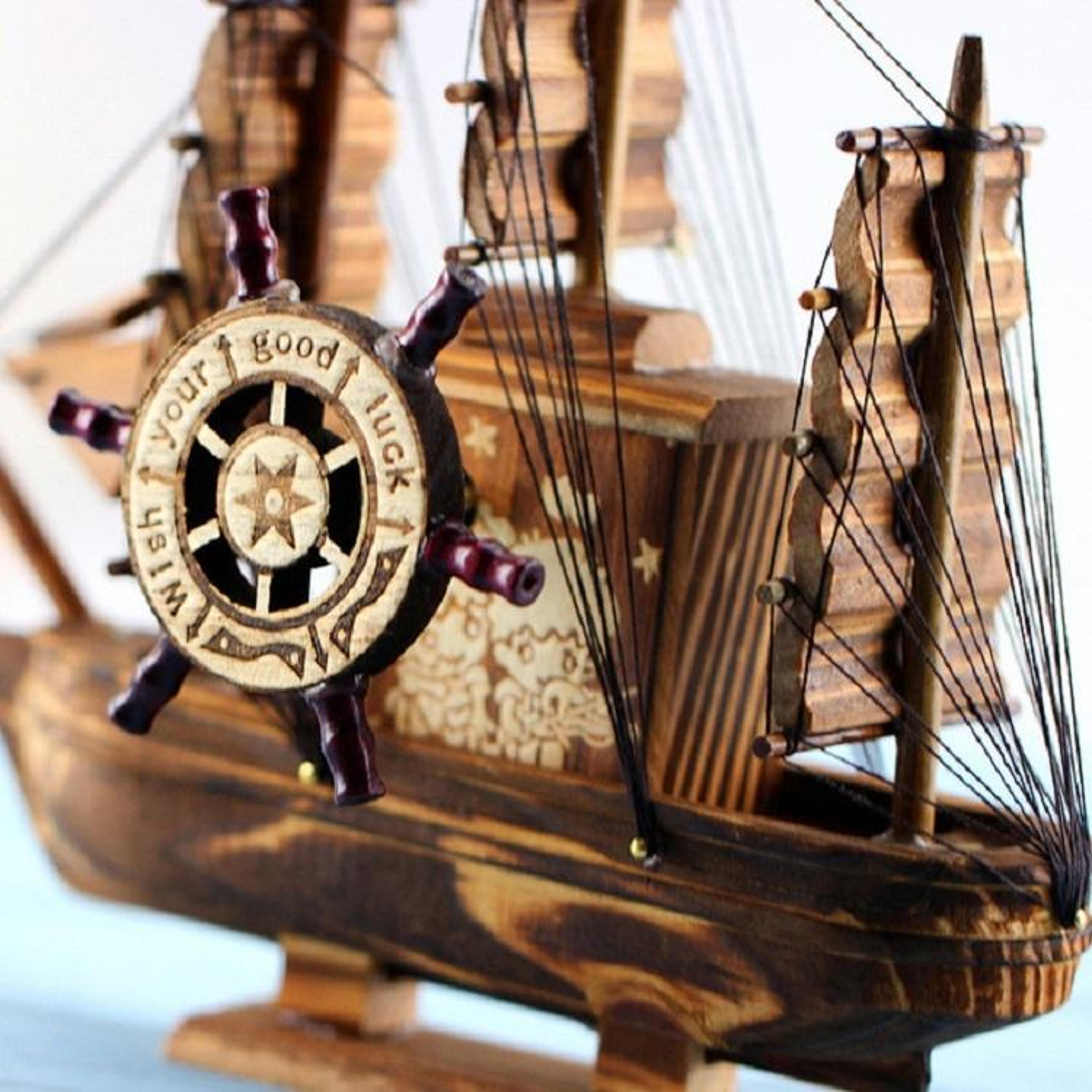Wooden Sailing Ship Model Nautical Home Decor For Office Desk And Living Room 1