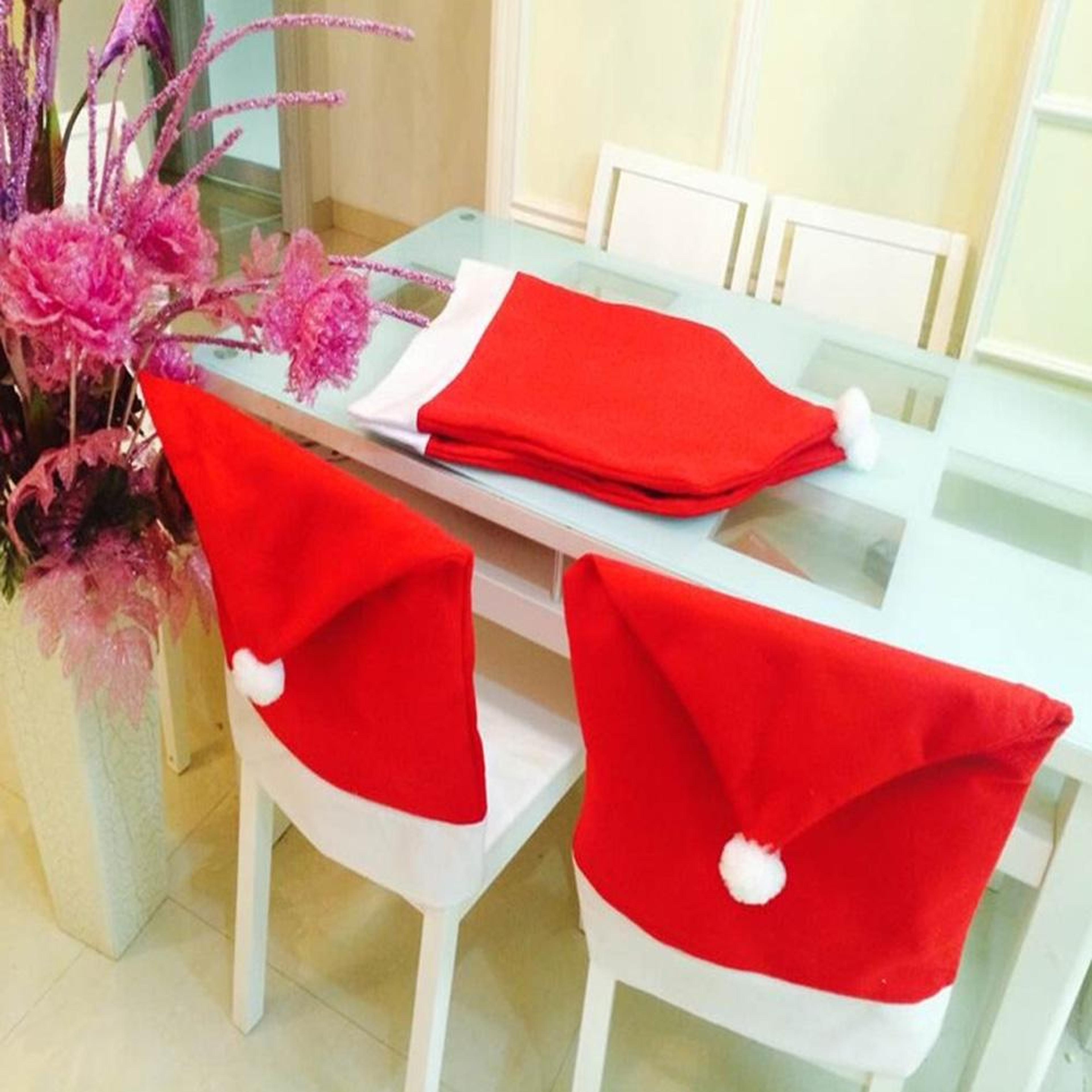 Santa Hat Christmas Chair Covers For Dining Chairs Festive Christmas Table Decor 6