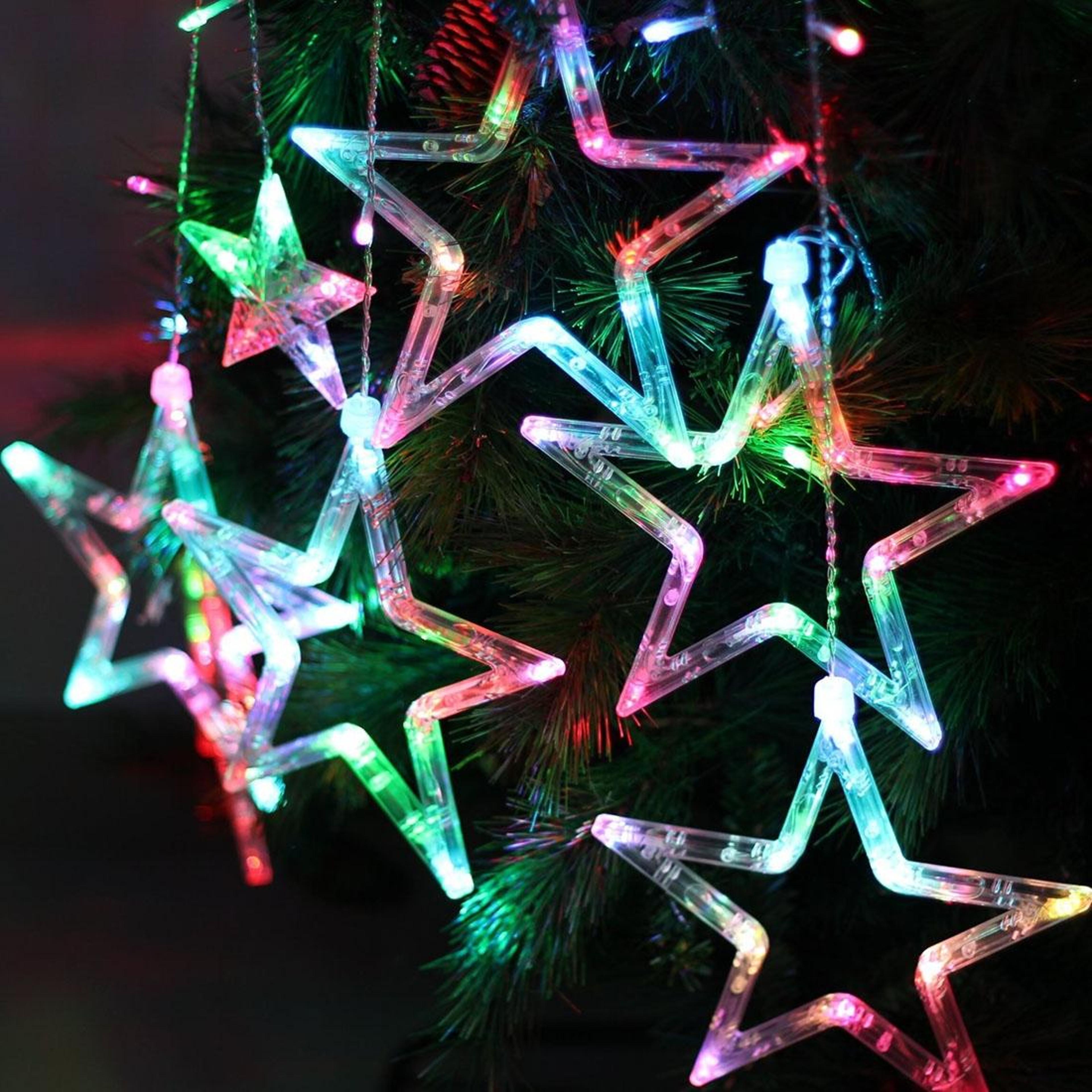 10Star Christmas Icicle Lights 8Mode LED Curtain String Lights For Indoor  Outdoor Holiday Decor 5