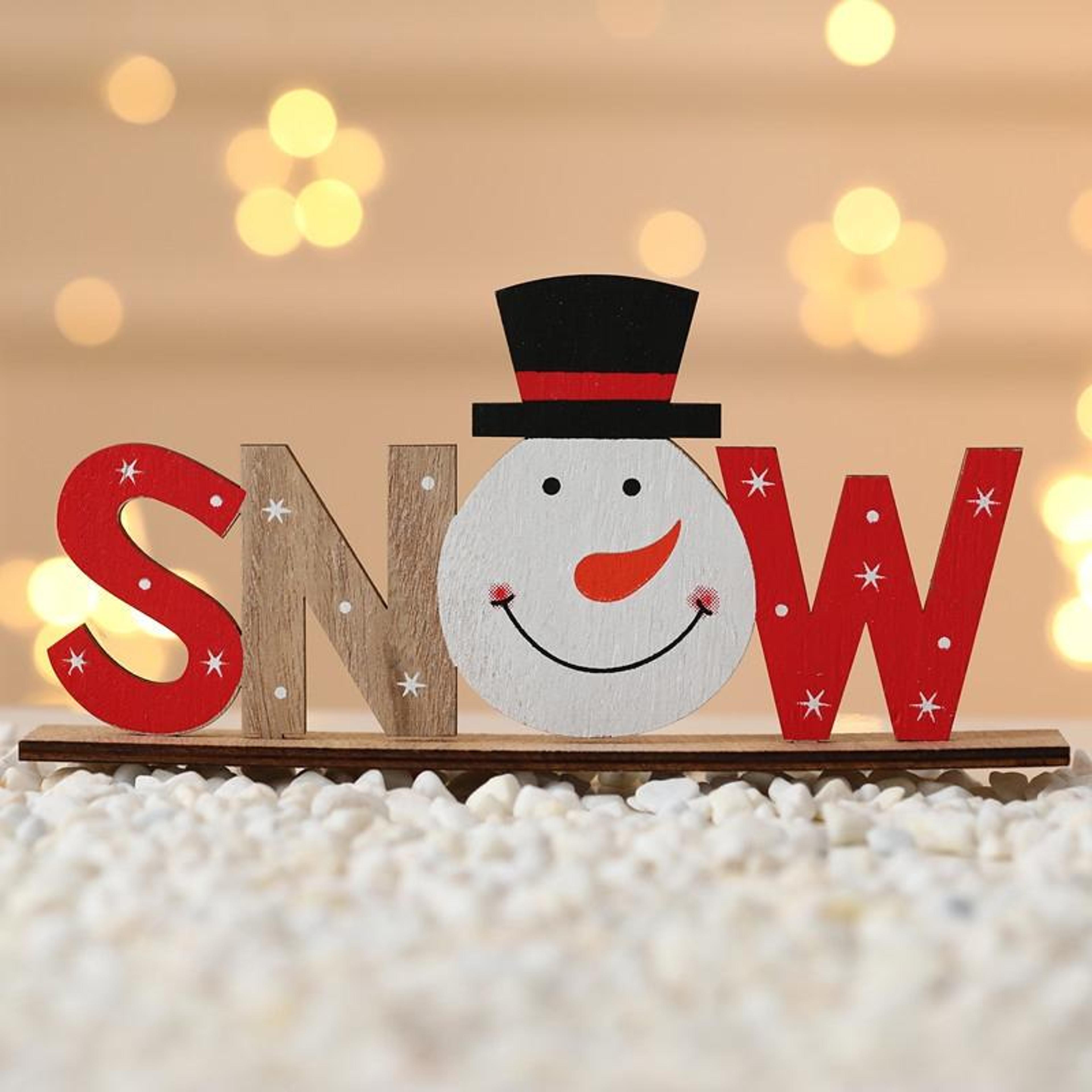 Rustic Wooden Christmas Sign Table Decor Freestanding Holiday Letter Ornament 1