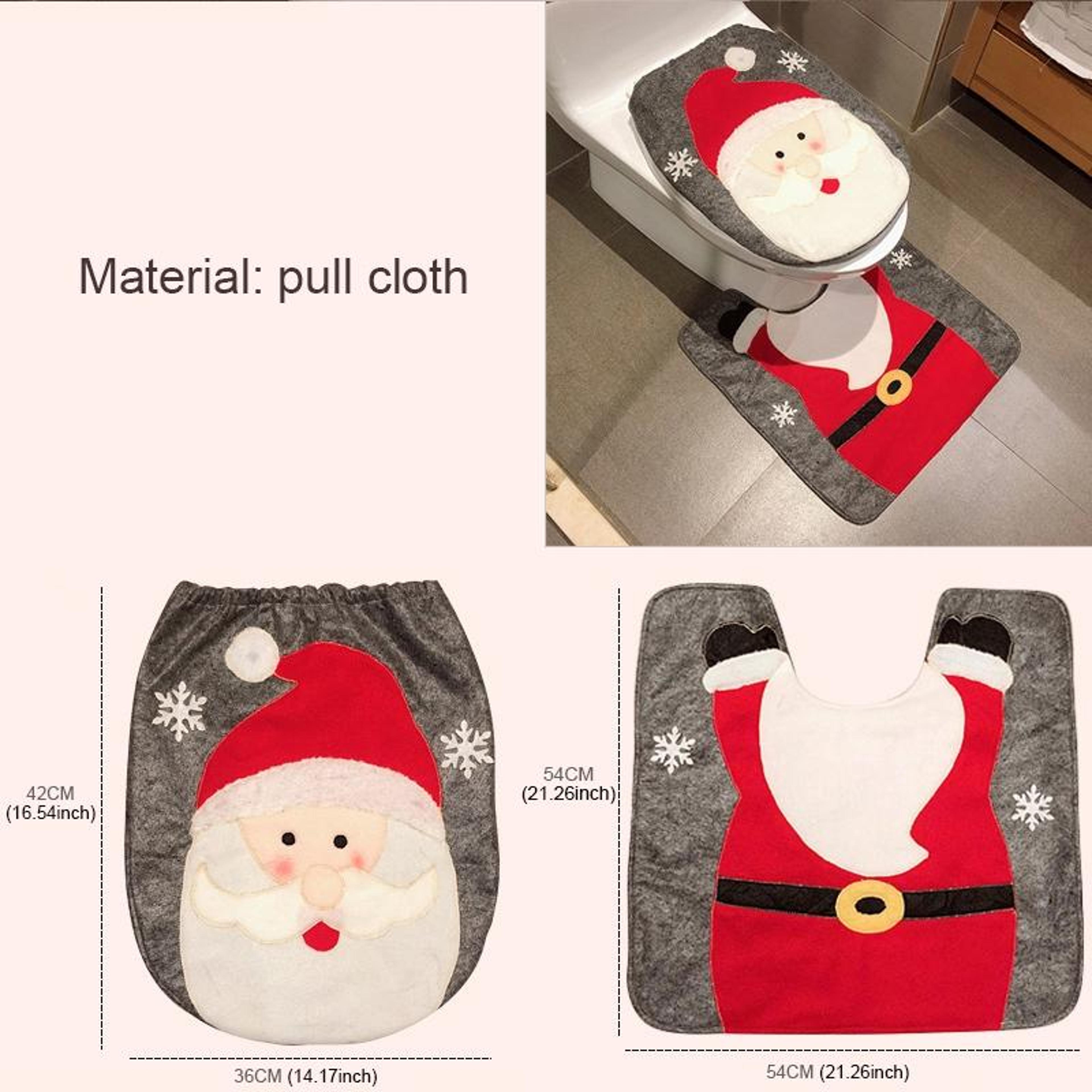 Santa Christmas Toilet Seat Cover  Bathroom Decoration Set For Festive Holiday Home Decor 1