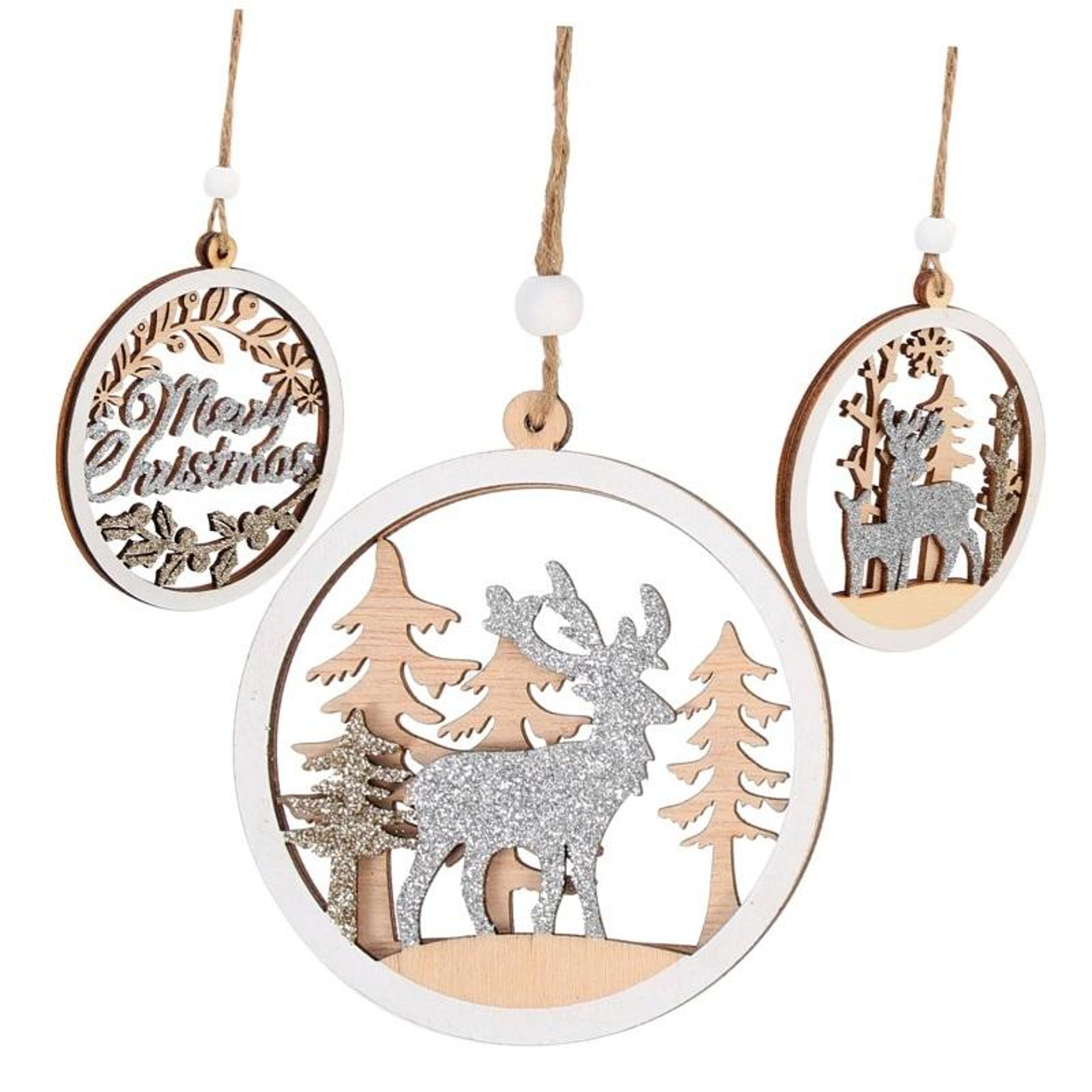 Rustic Wooden Christmas Ornaments Hanging Pendants For Christmas Tree  Holiday Home Decor 1