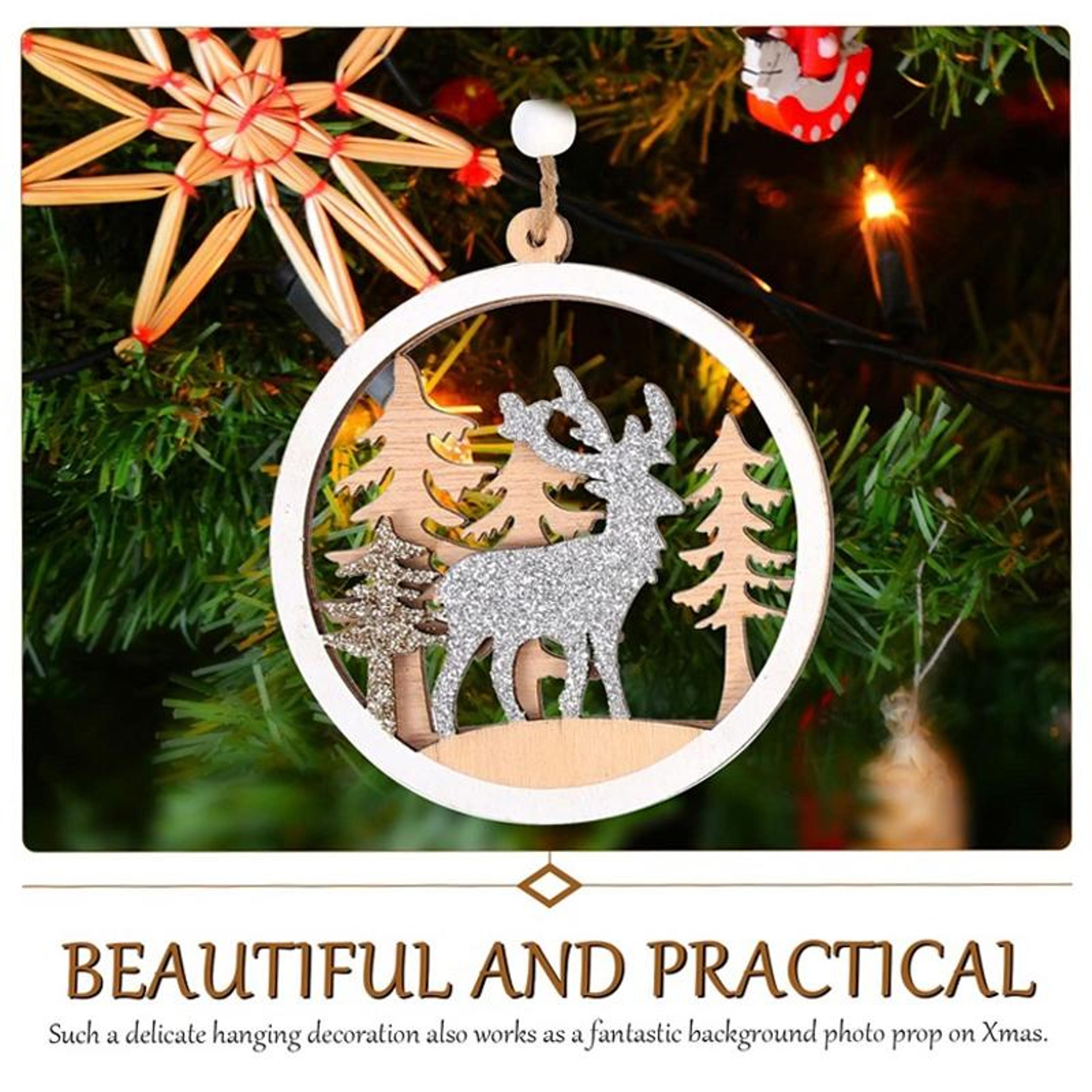 Rustic Wooden Christmas Ornaments Hanging Pendants For Christmas Tree  Holiday Home Decor 4