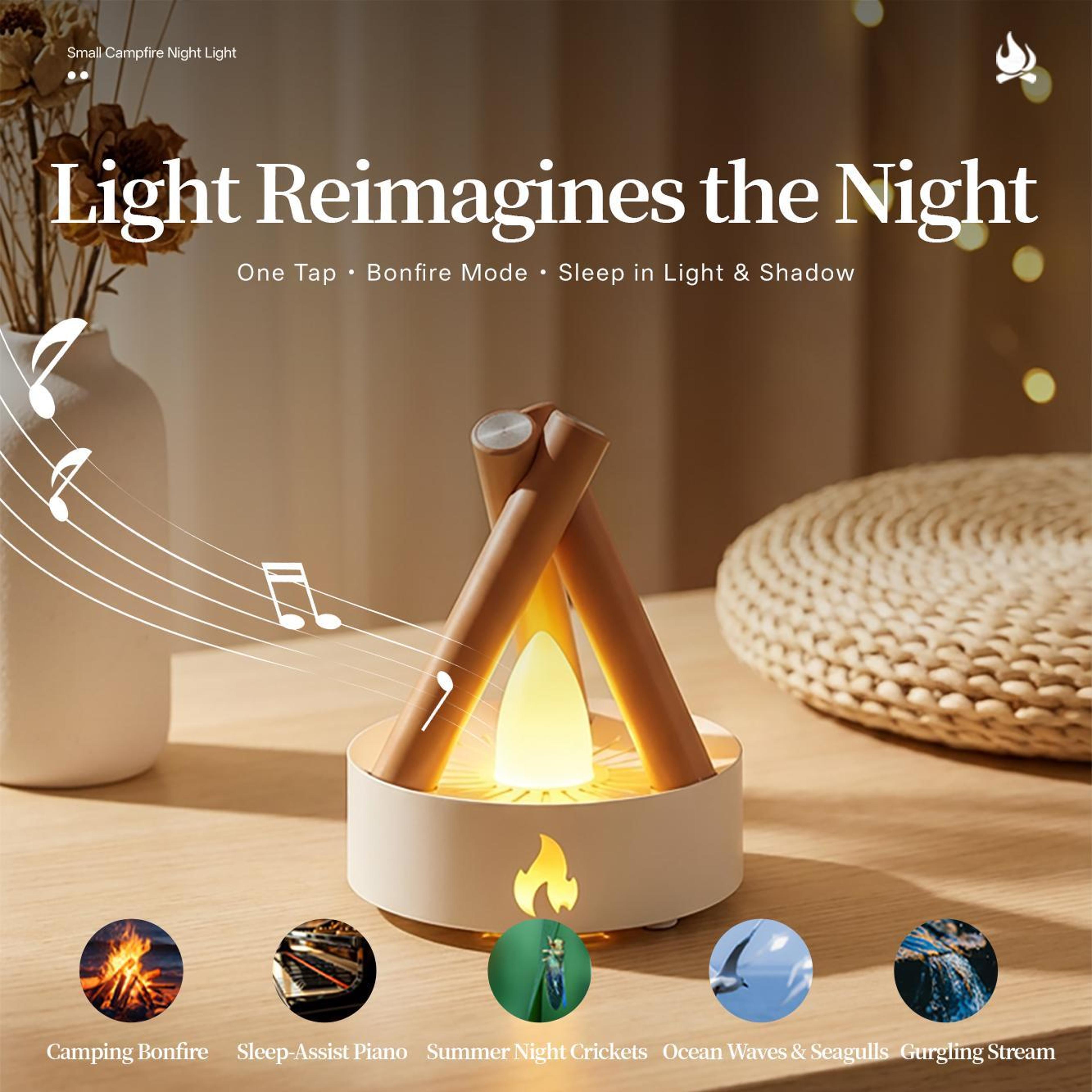 Sleep Assist White Noise Night Light With Campfire Flame Effect  5 Soothing Sounds 1