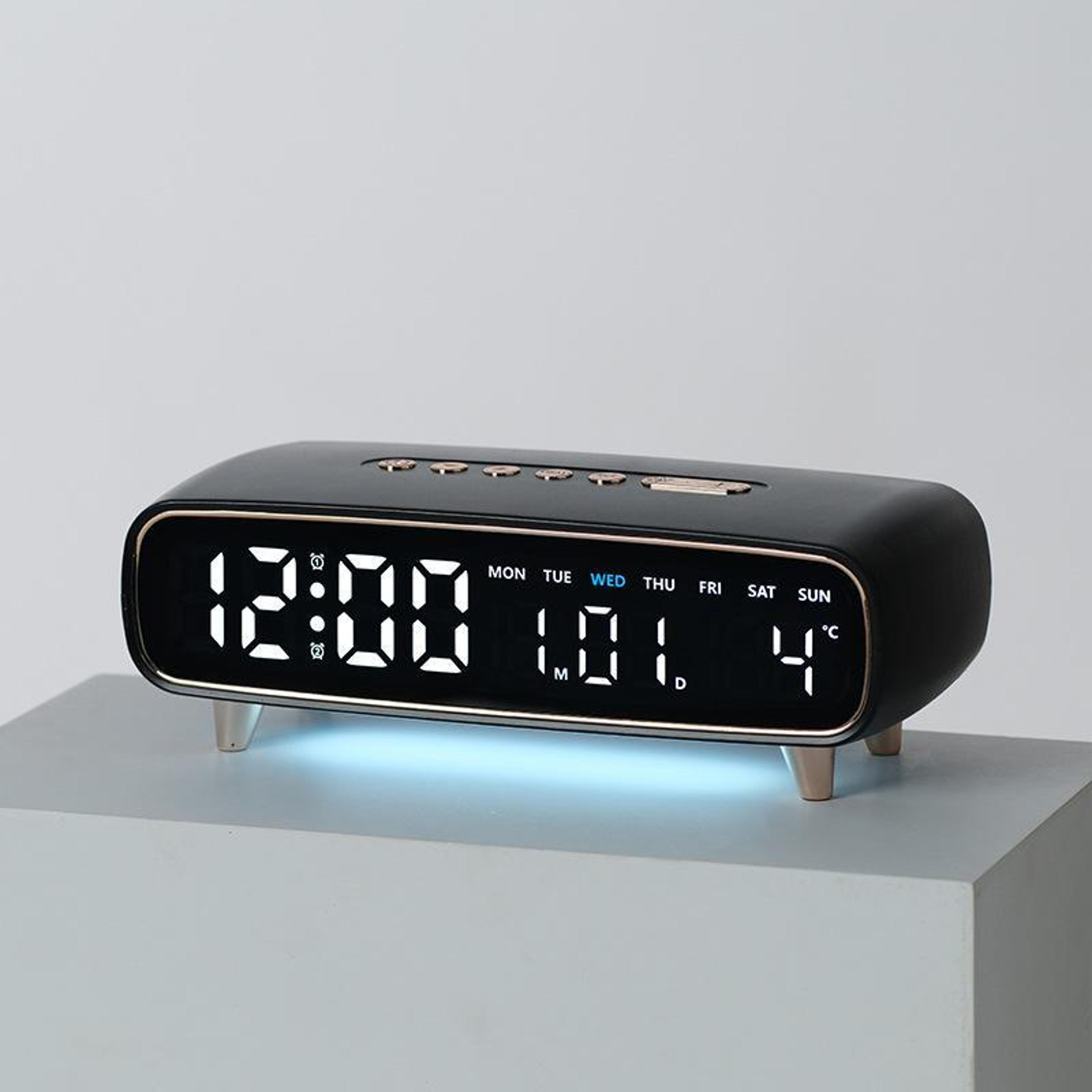 LED Digital Alarm Clock With Night Light Dual Alarm USB Output  Temperature Display 8