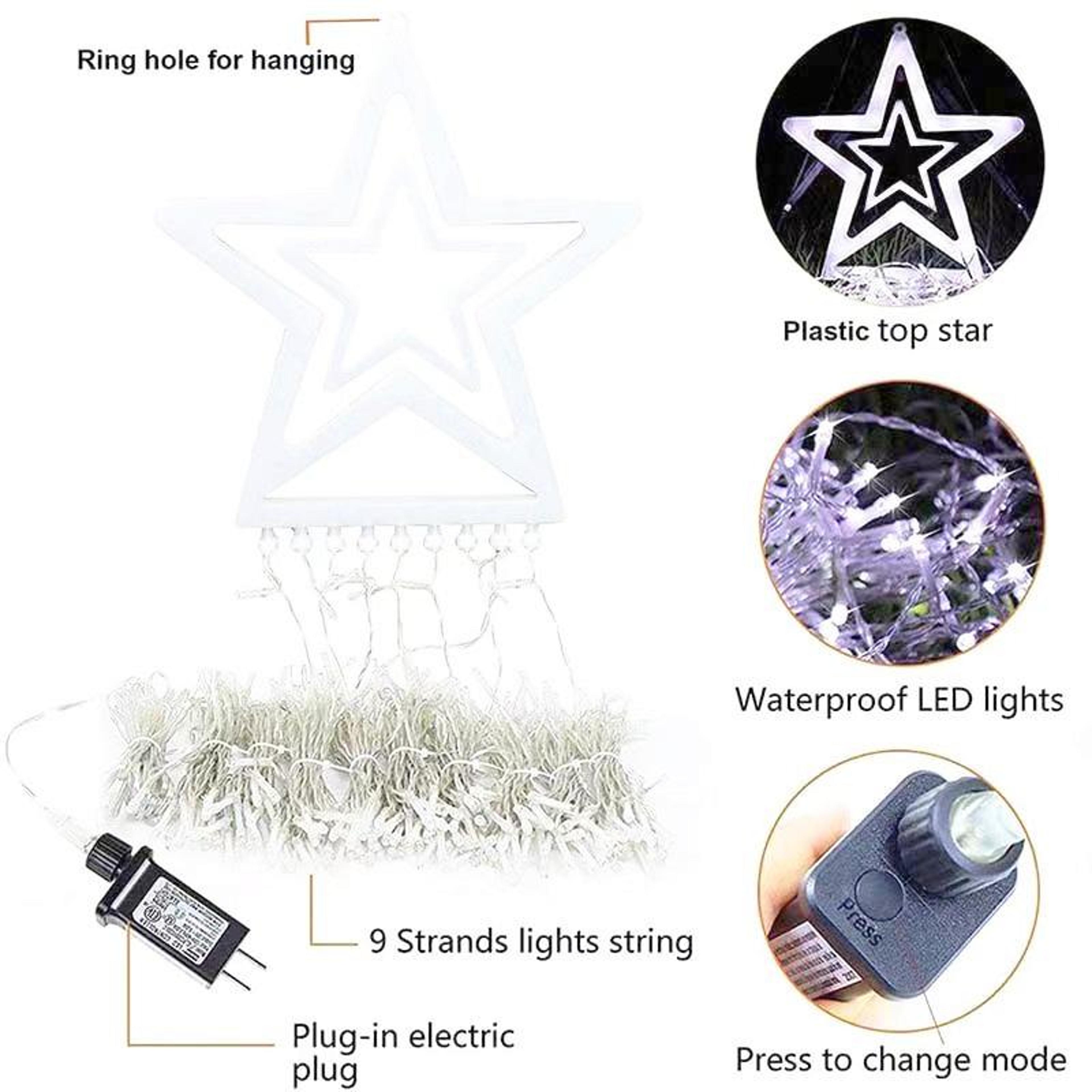 Star Waterfall String Lights Outdoor Christmas Tree Decoration IP55 Waterproof 2