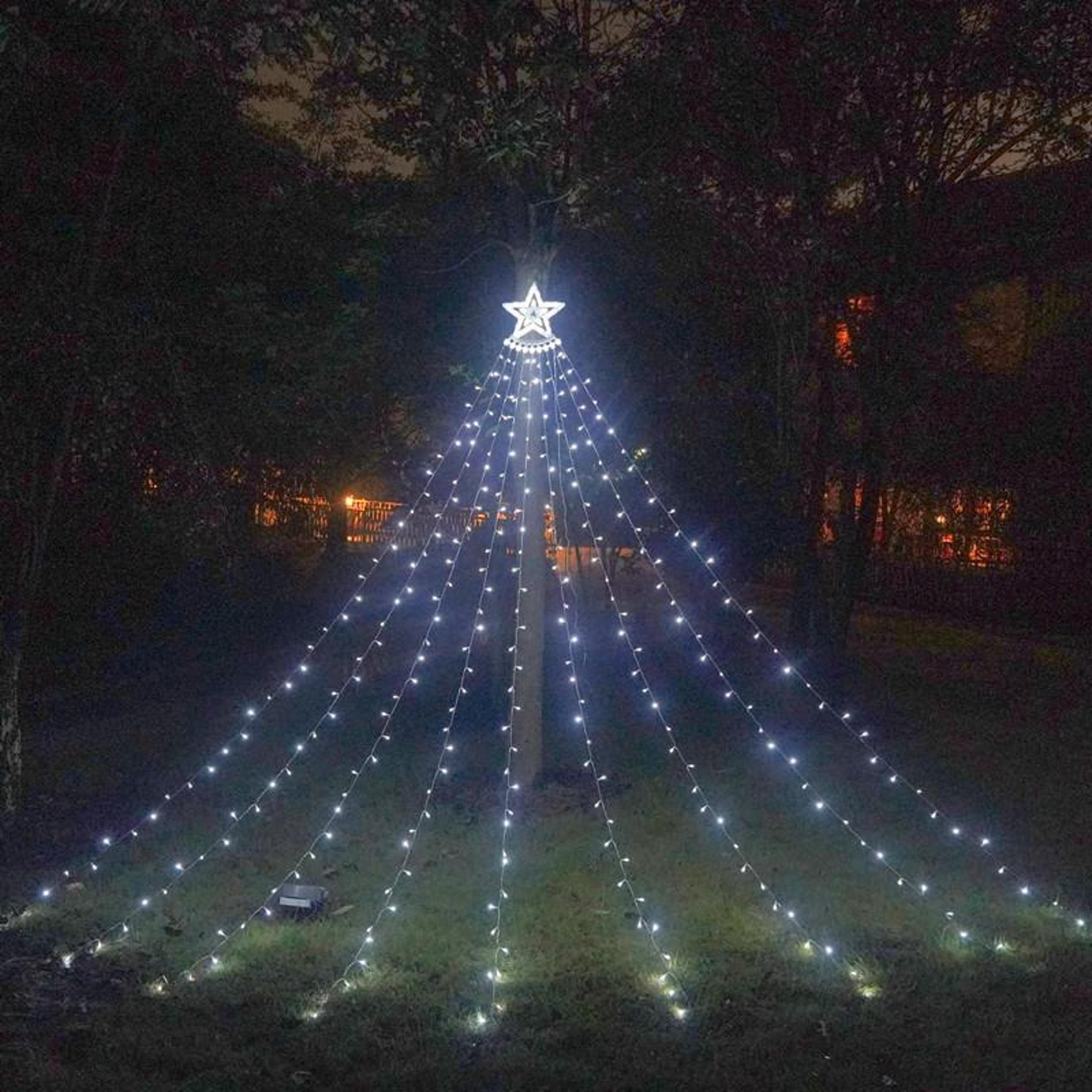 Star Waterfall String Lights Outdoor Christmas Tree Decoration IP55 Waterproof 6