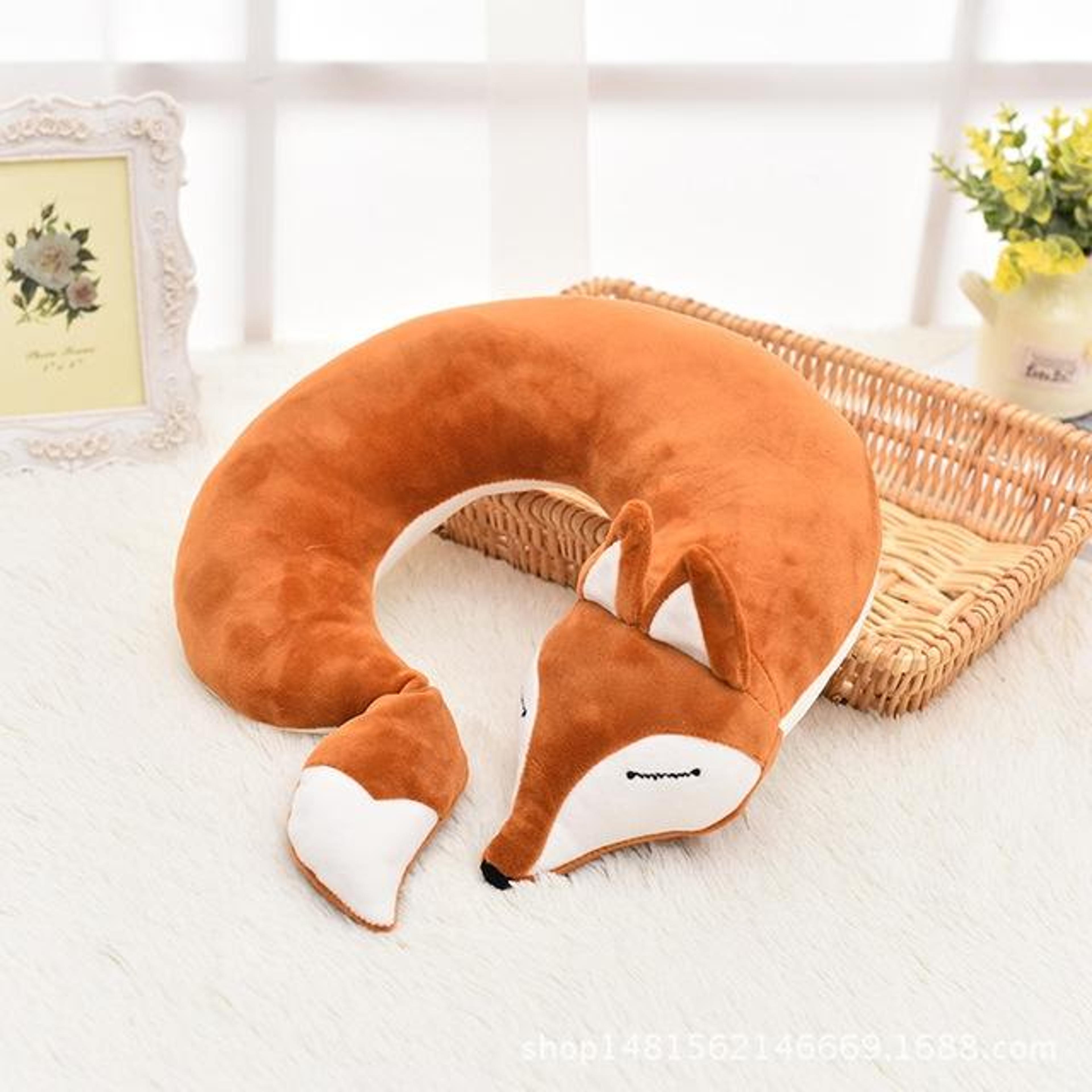 Cute Fox Travel Neck Pillow Soft Plush U Shaped Neck Support Cushion For Car Plane And Office 7