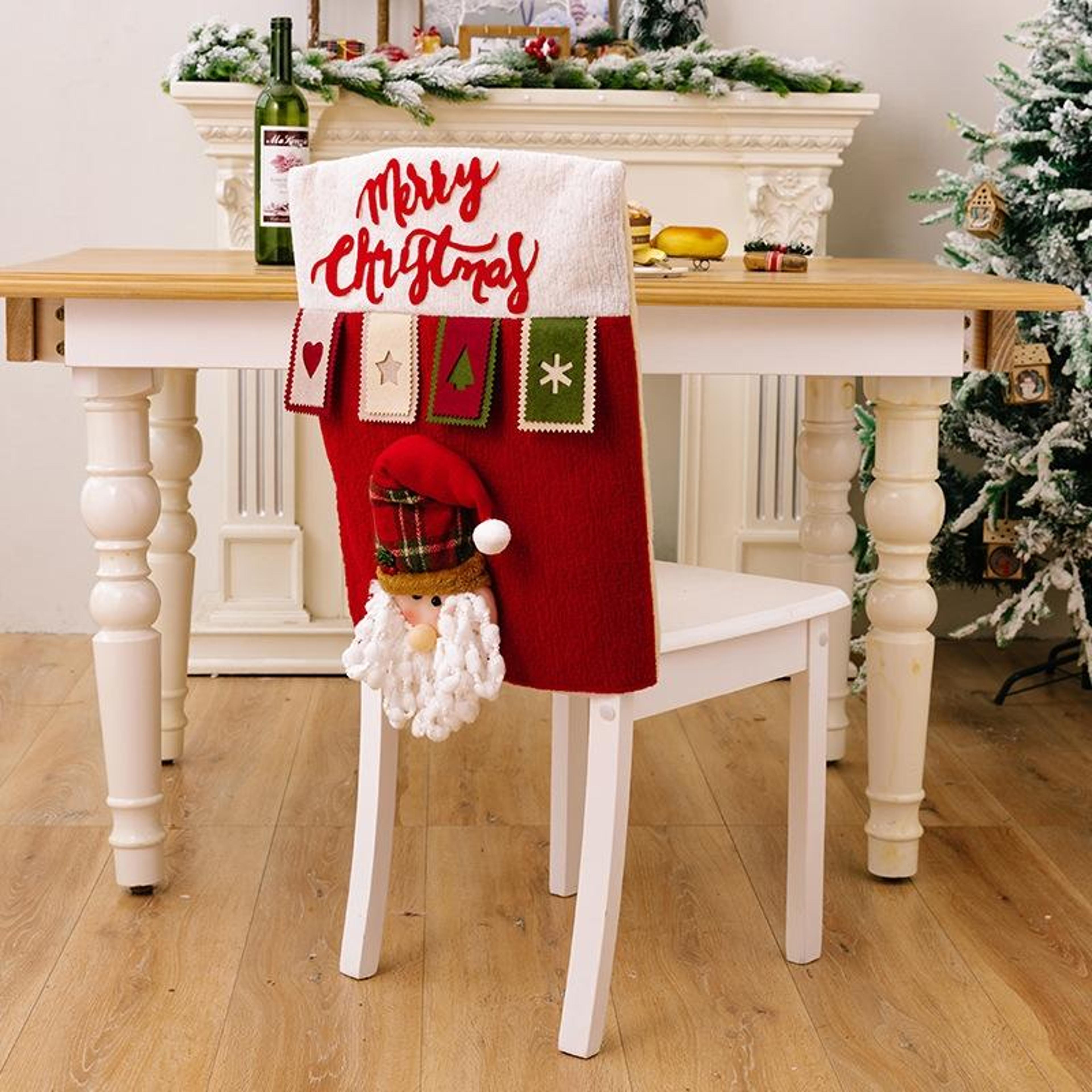 3D Christmas Chair Cover Festive Cartoon Doll Chair Back Decoration 5