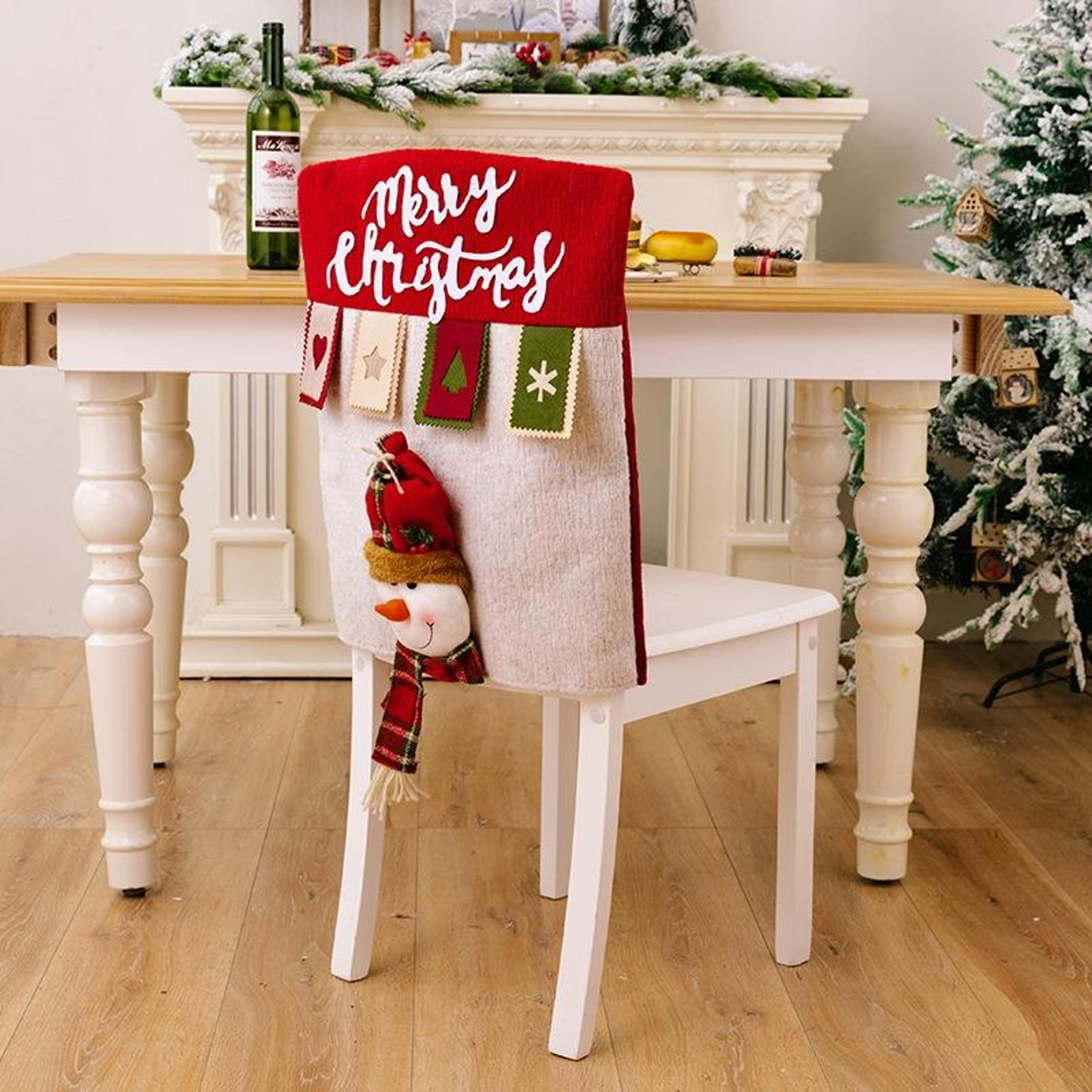 3D Christmas Chair Cover Festive Cartoon Doll Chair Back Decoration 6