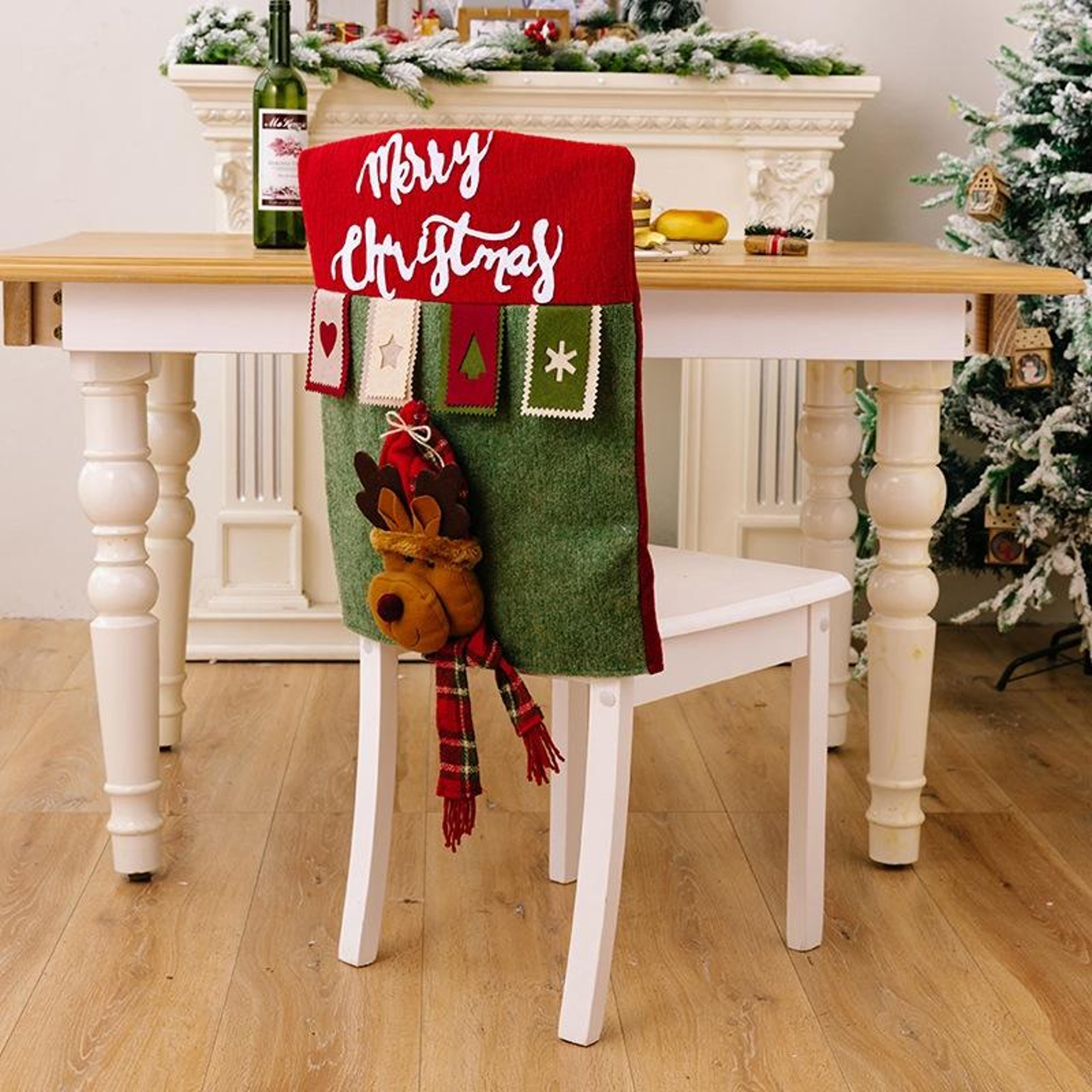 3D Christmas Chair Cover Festive Cartoon Doll Chair Back Decoration 7