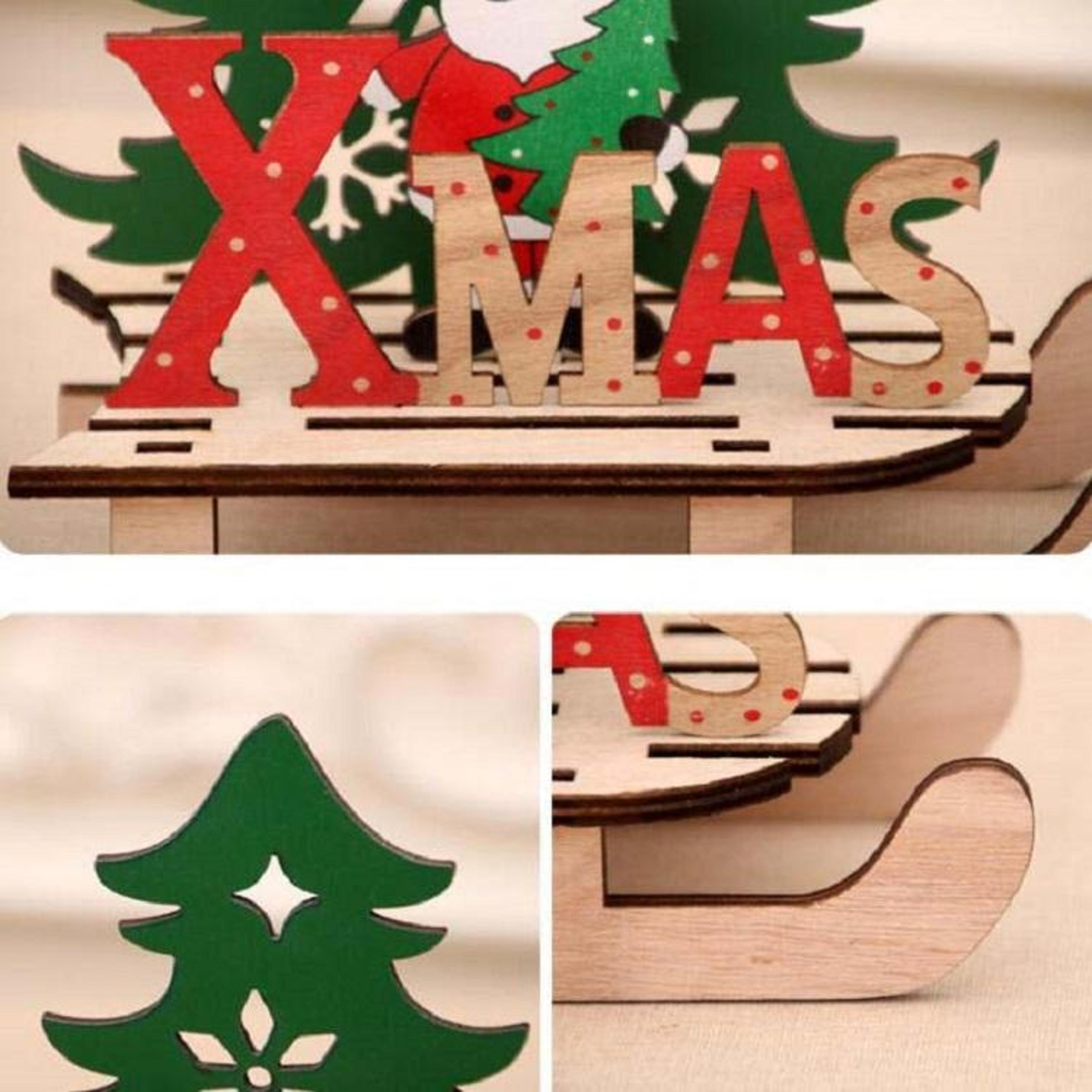DIY Wooden Christmas Sleigh Decoration With Reindeer Festive Tabletop Ornament And Gift 3