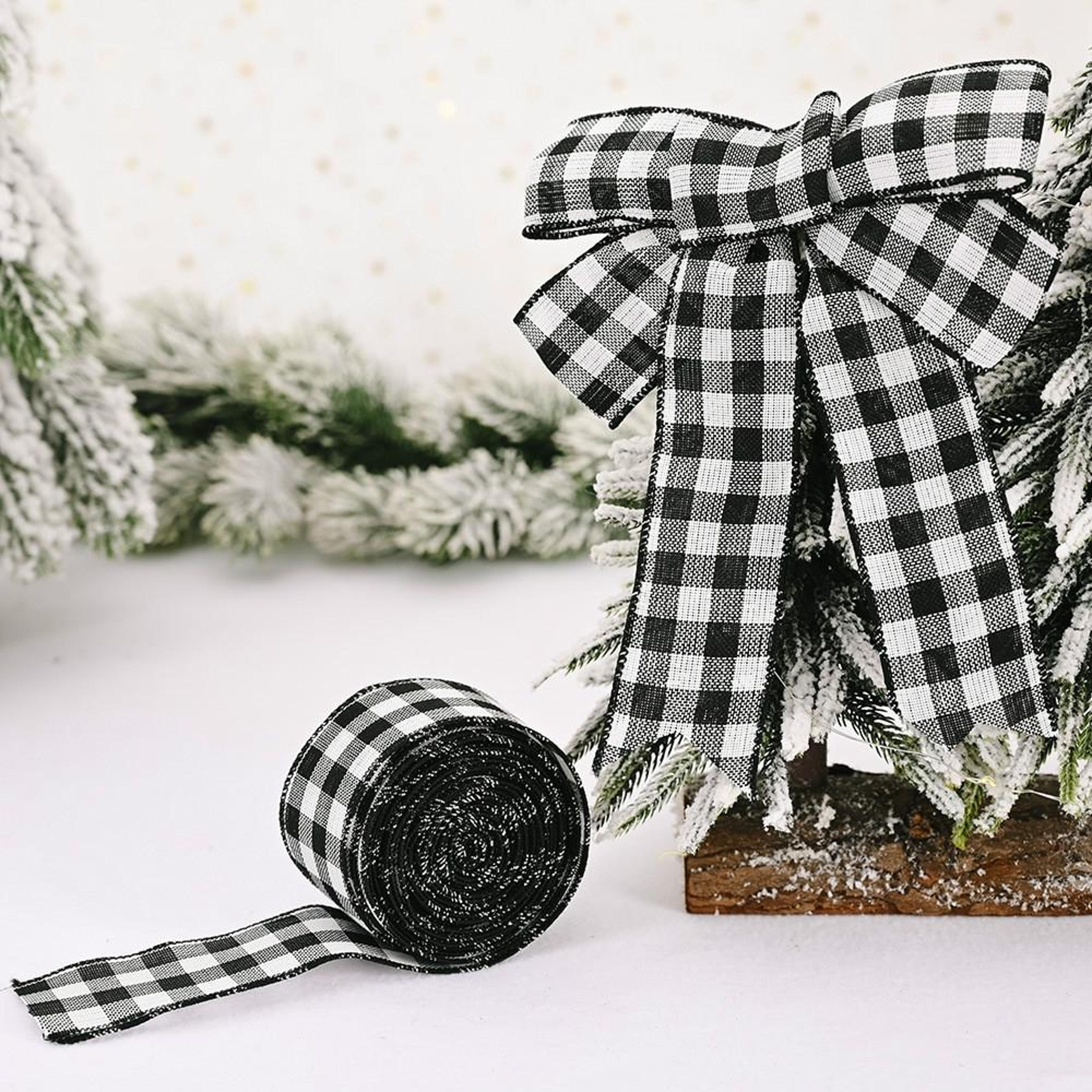 Red And Black Plaid Christmas Tree Ribbon 2m Decorative Holiday Ribbon 6
