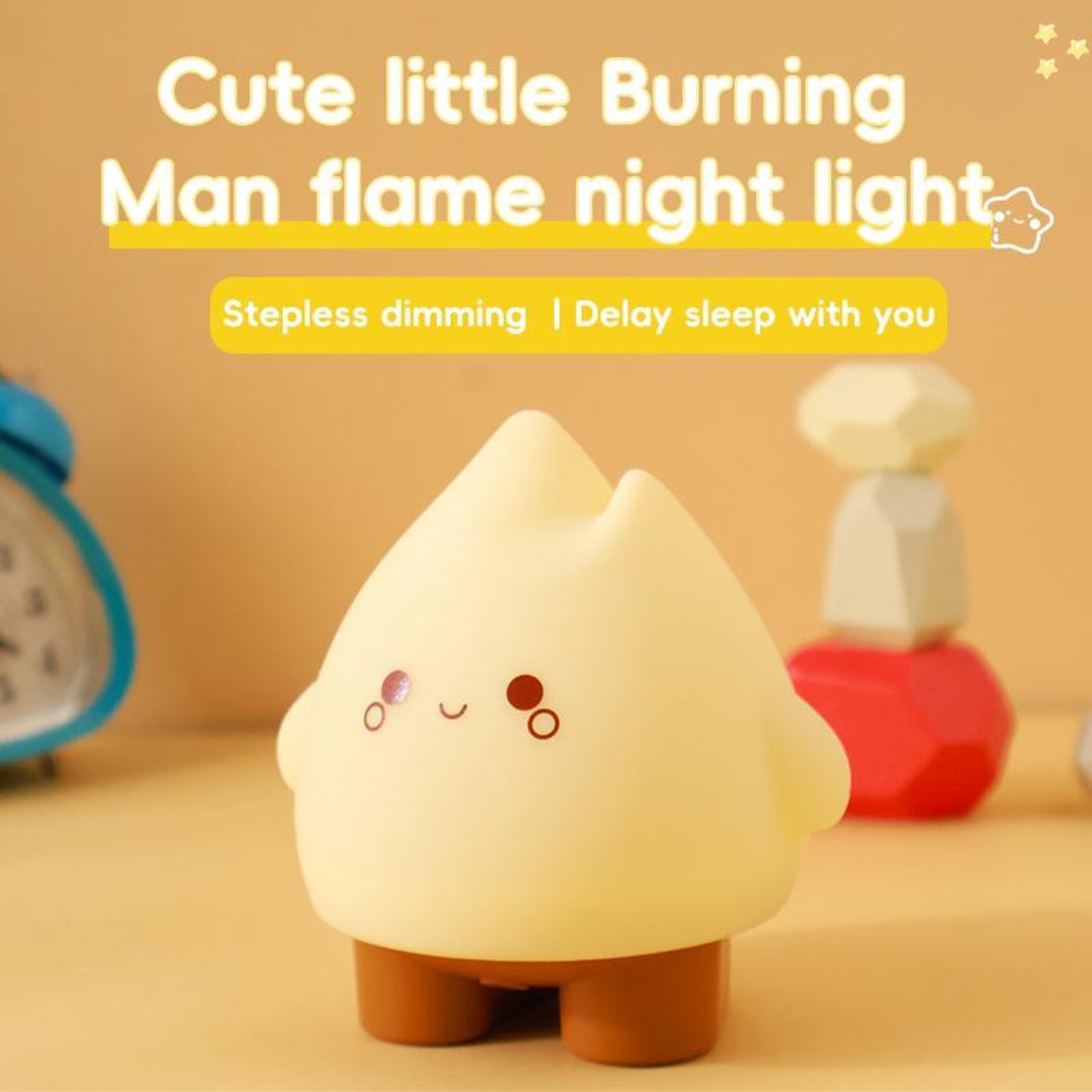 Cute Flame Night Light Rechargeable Silicone Dimmable Bedside Lamp 1