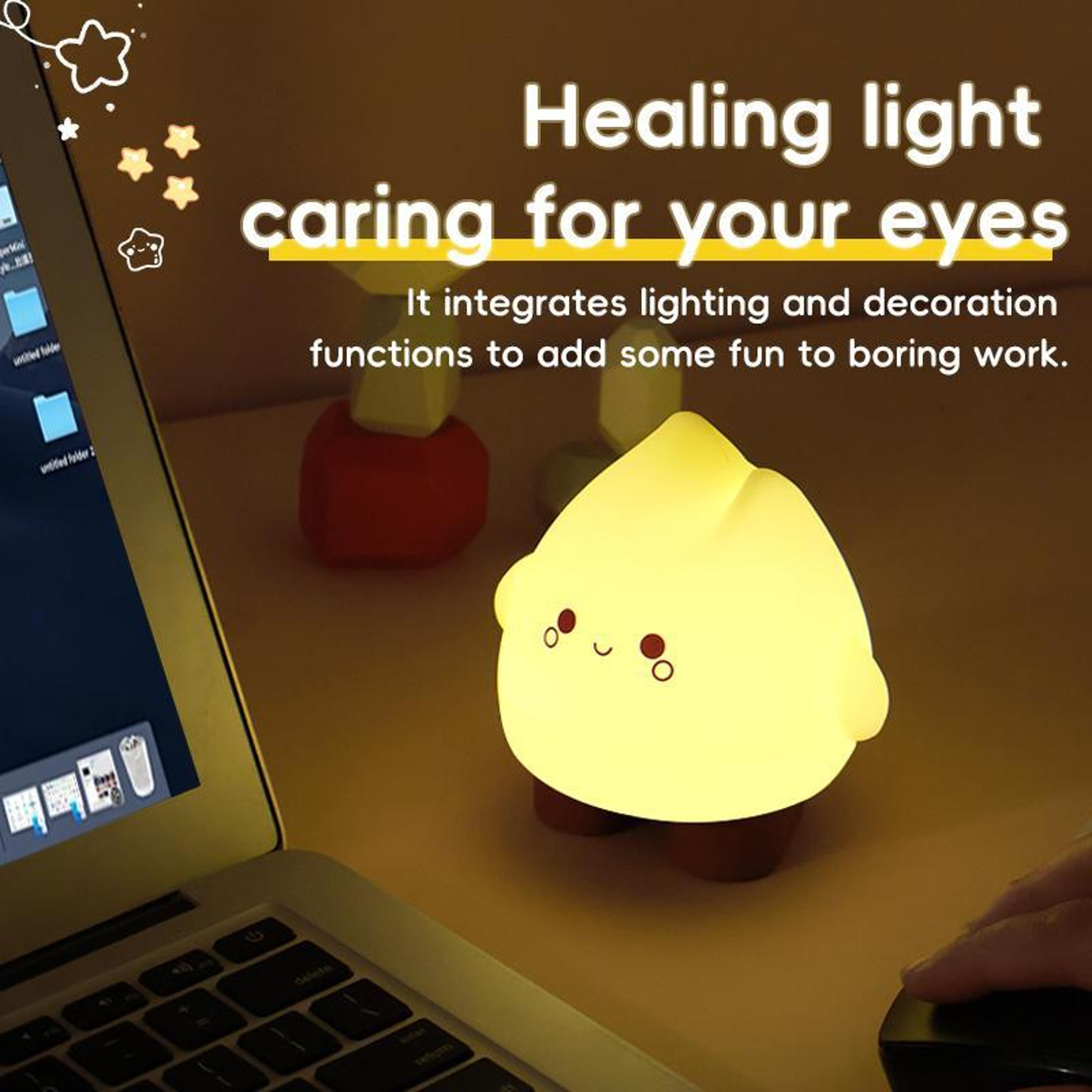 Cute Flame Night Light Rechargeable Silicone Dimmable Bedside Lamp 3