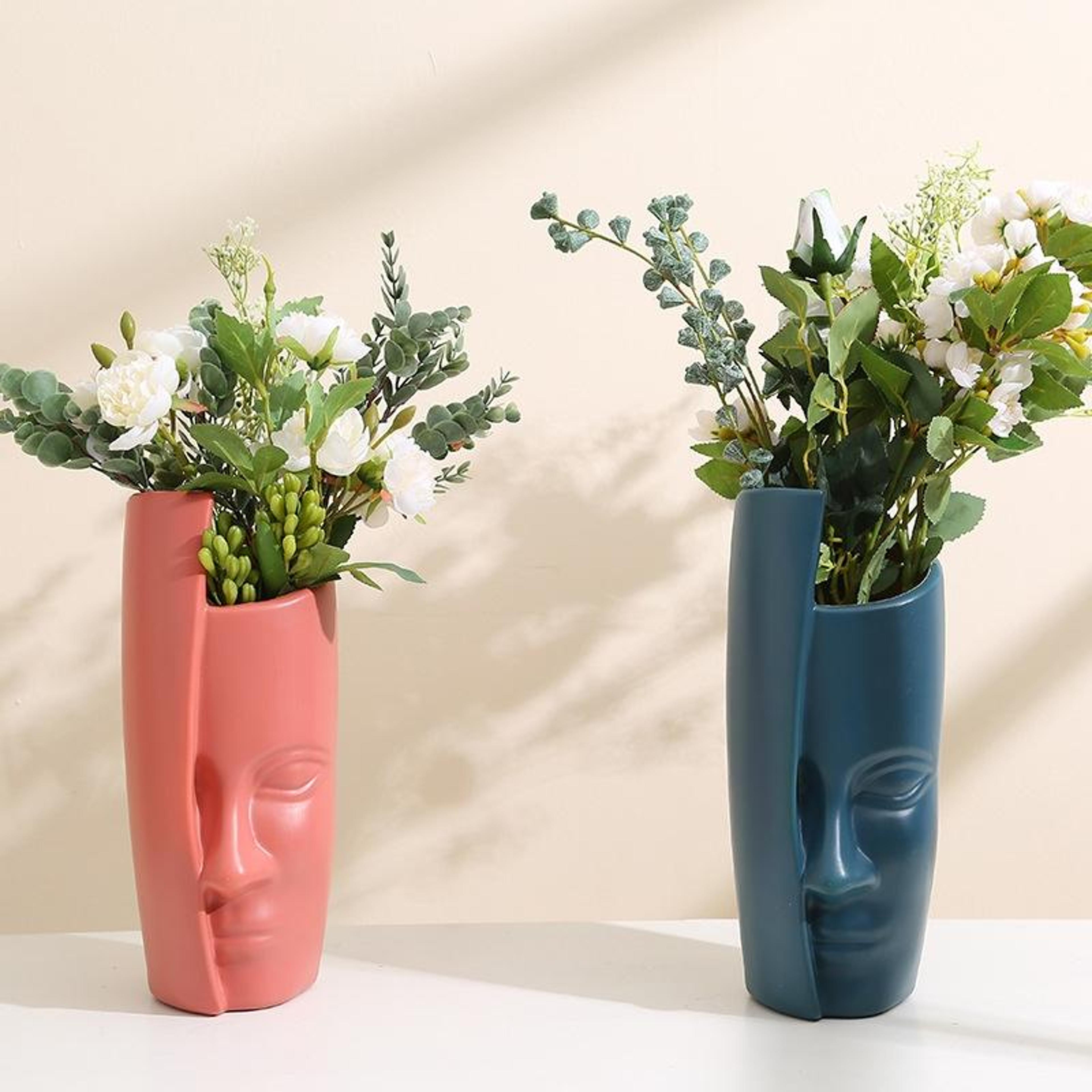 unbreakable vase ceramic look pe dried flower vase for modern home decor