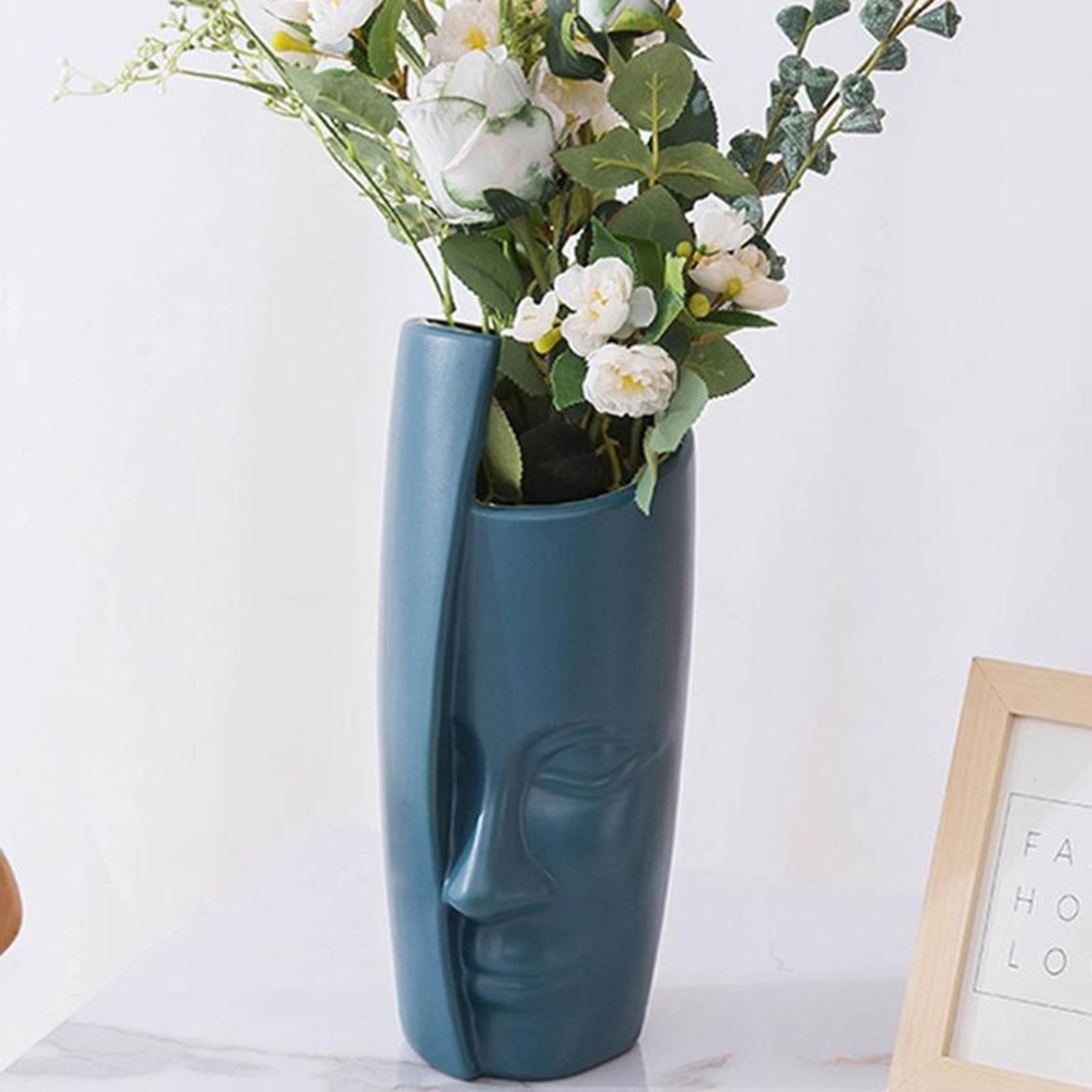 Unbreakable Vase Ceramic Look PE Dried Flower Vase For Modern Home Decor 6
