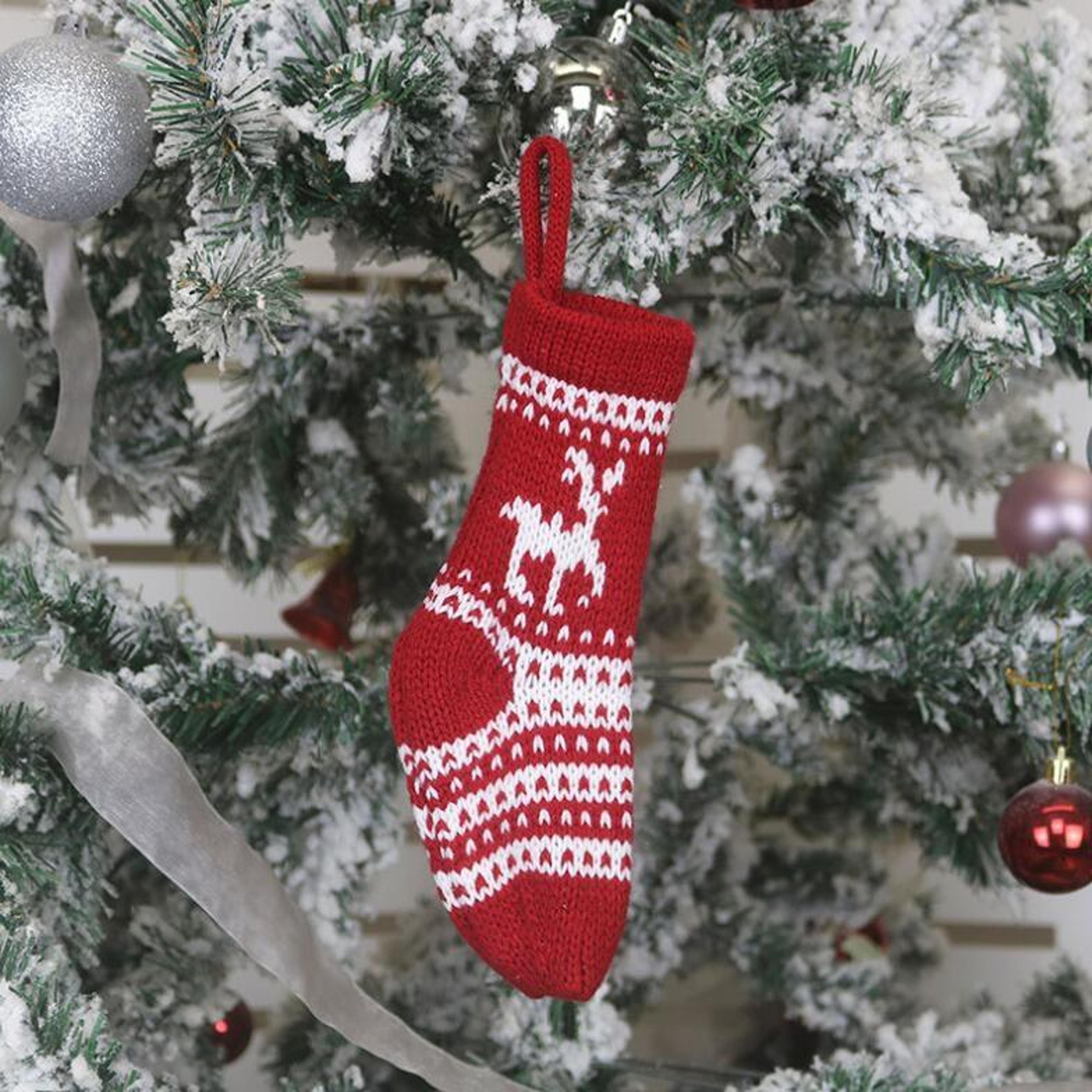 Mini Knitted Christmas Stocking Wool Gift Bag And Hanging Christmas Ornament 4