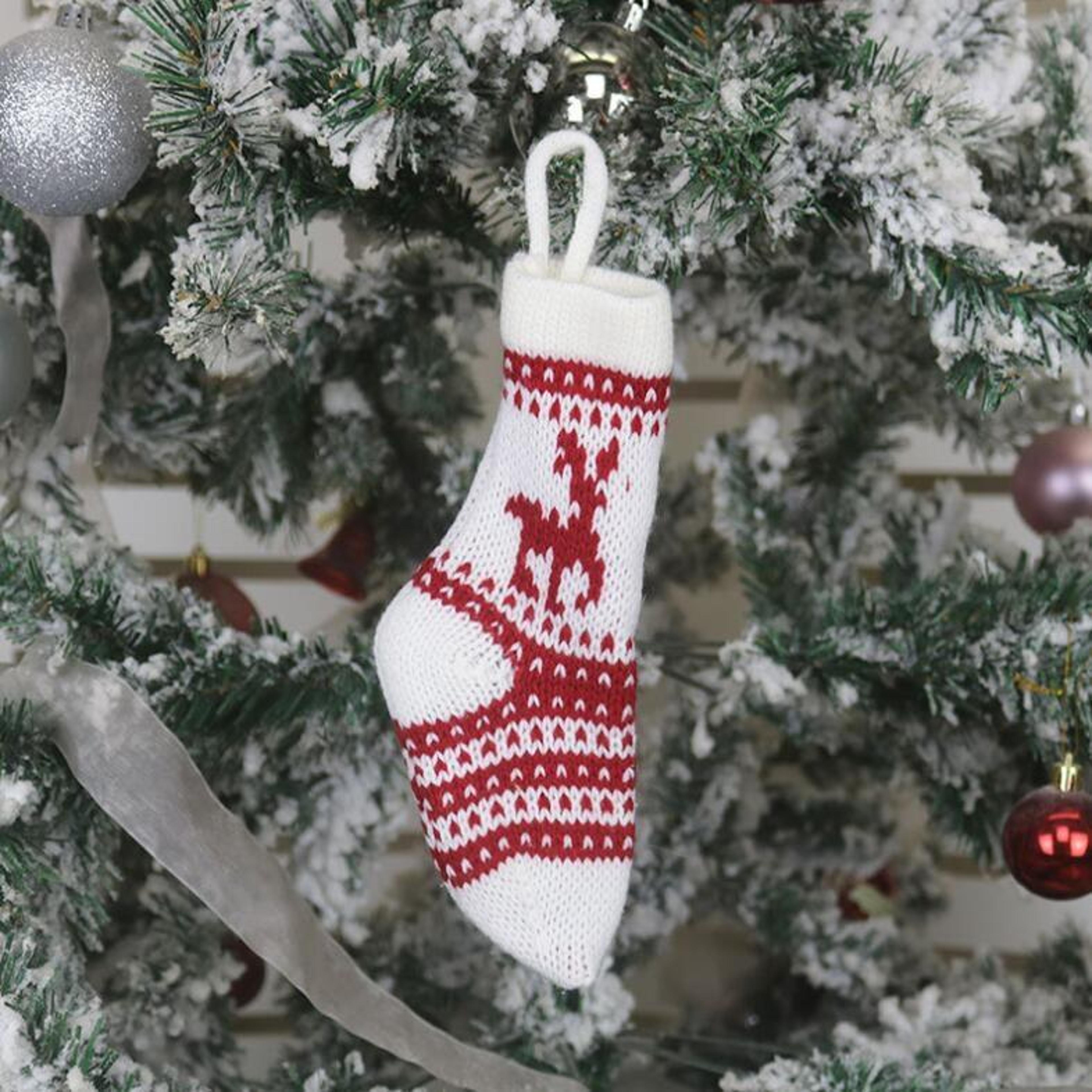 Mini Knitted Christmas Stocking Wool Gift Bag And Hanging Christmas Ornament 5