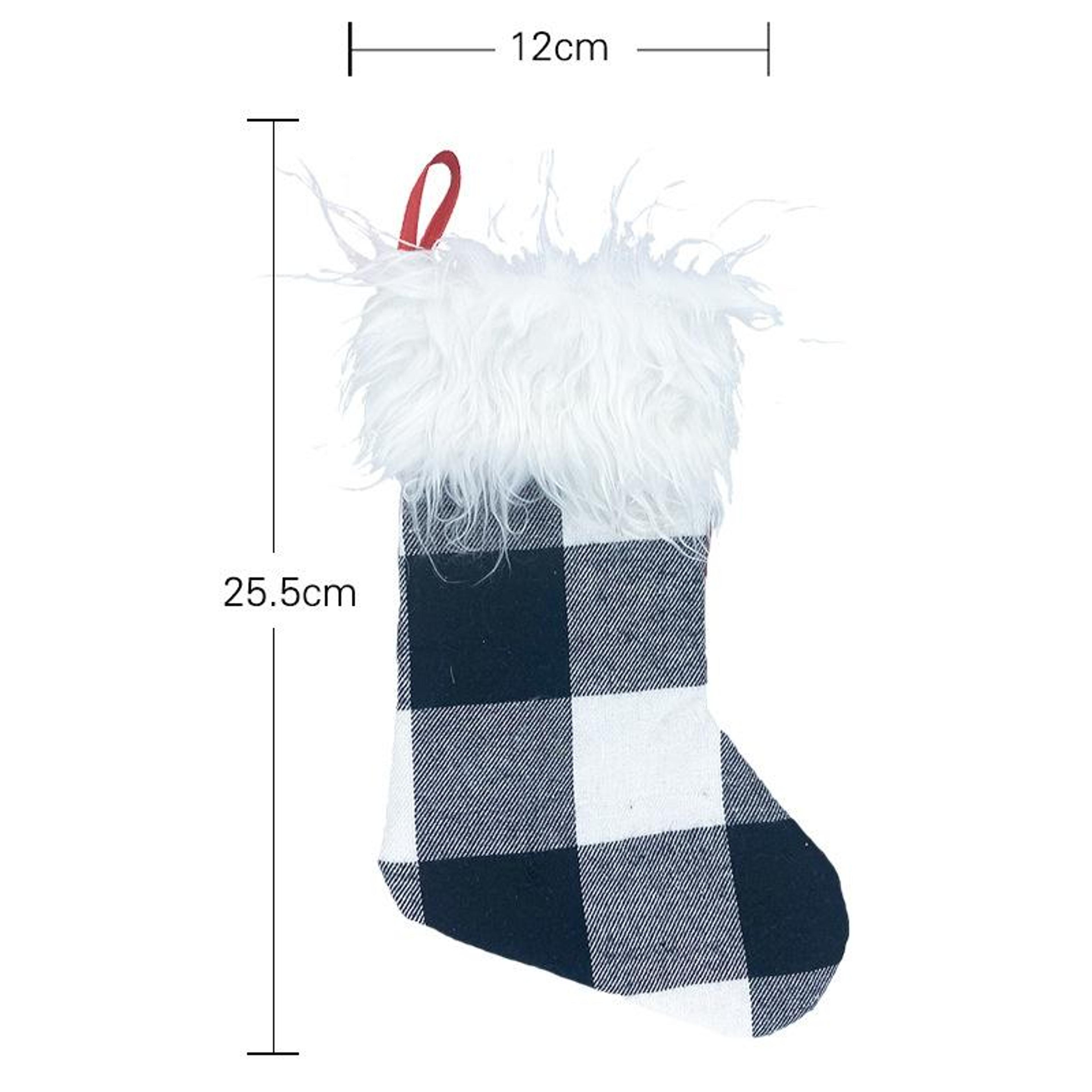 Plaid Plush Christmas Stocking Gift Bag And Hanging Christmas Tree Decoration 2
