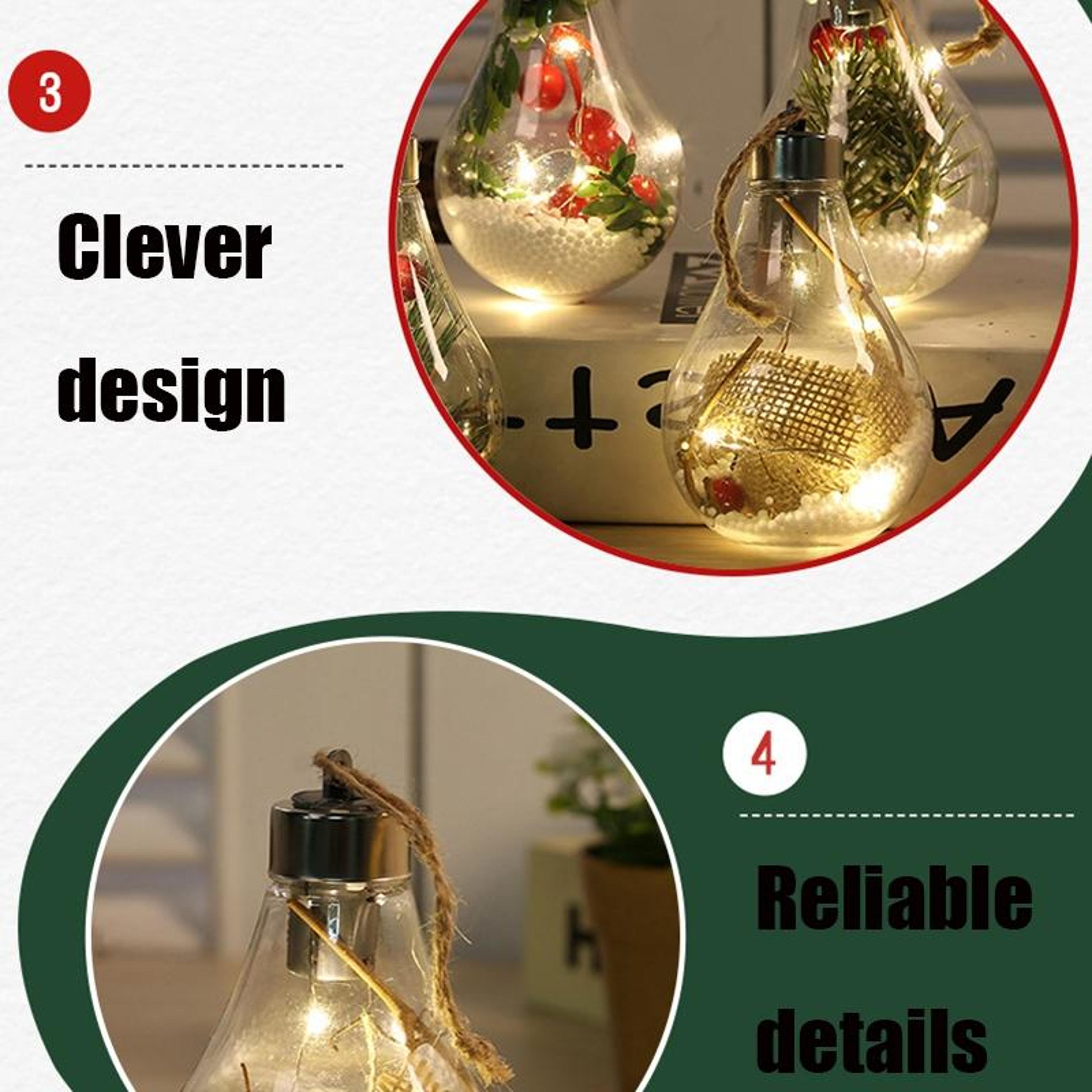 2PCS LED Christmas Ornaments Transparent LightUp Christmas Tree Hanging Decorations 4