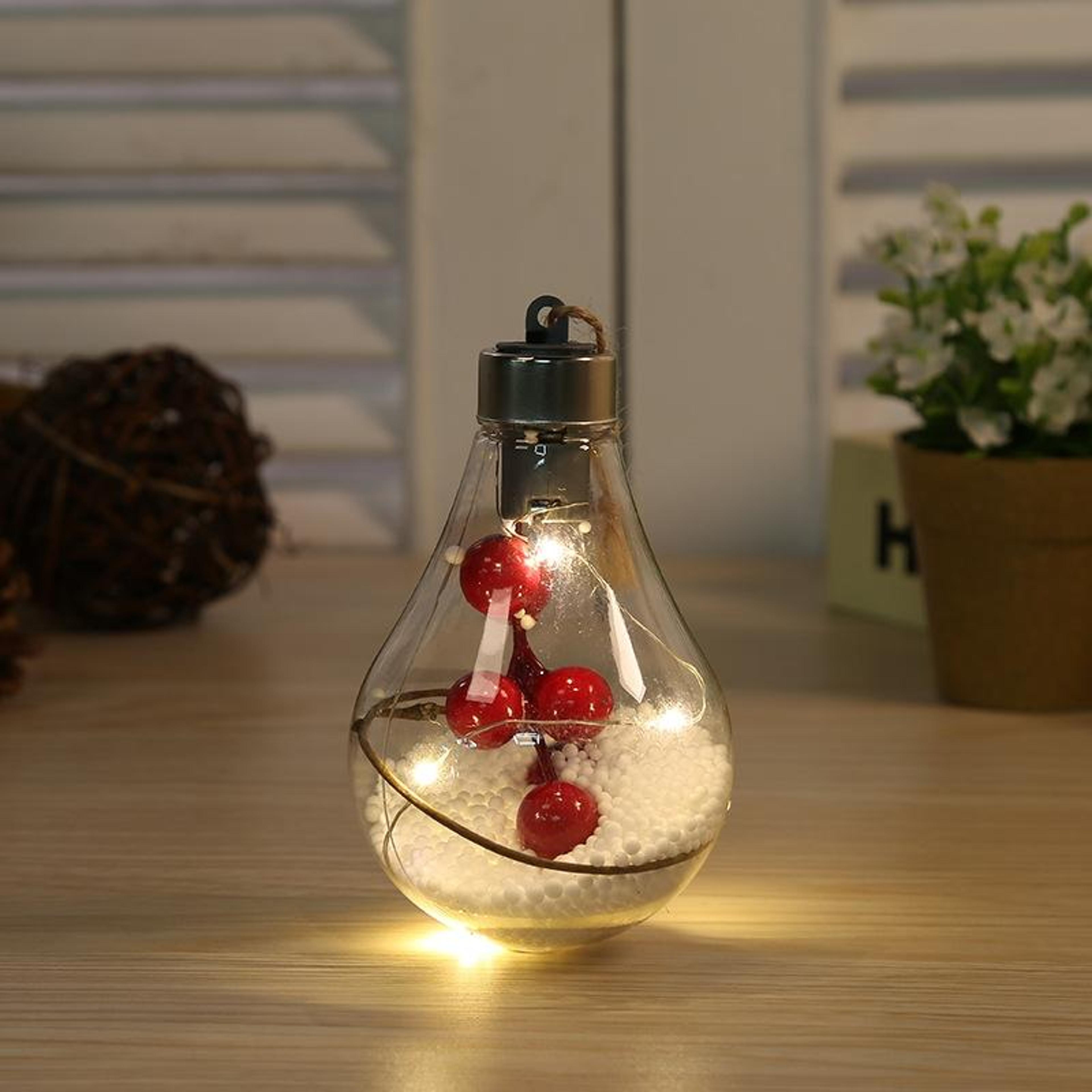 2PCS LED Christmas Ornaments Transparent LightUp Christmas Tree Hanging Decorations 2
