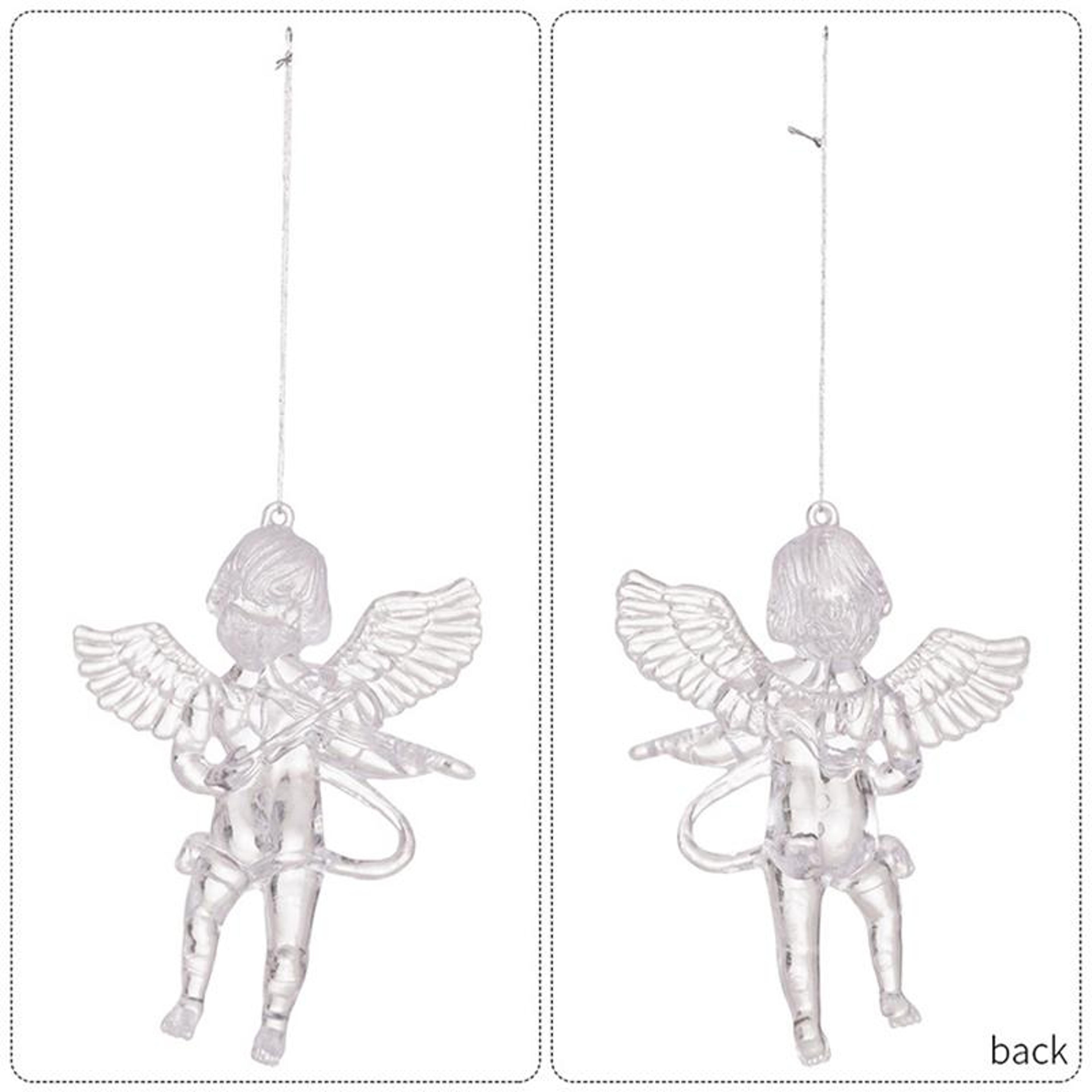 4PCS Acrylic Angel Christmas Tree Ornaments Clear Hanging Holiday Decorations 2