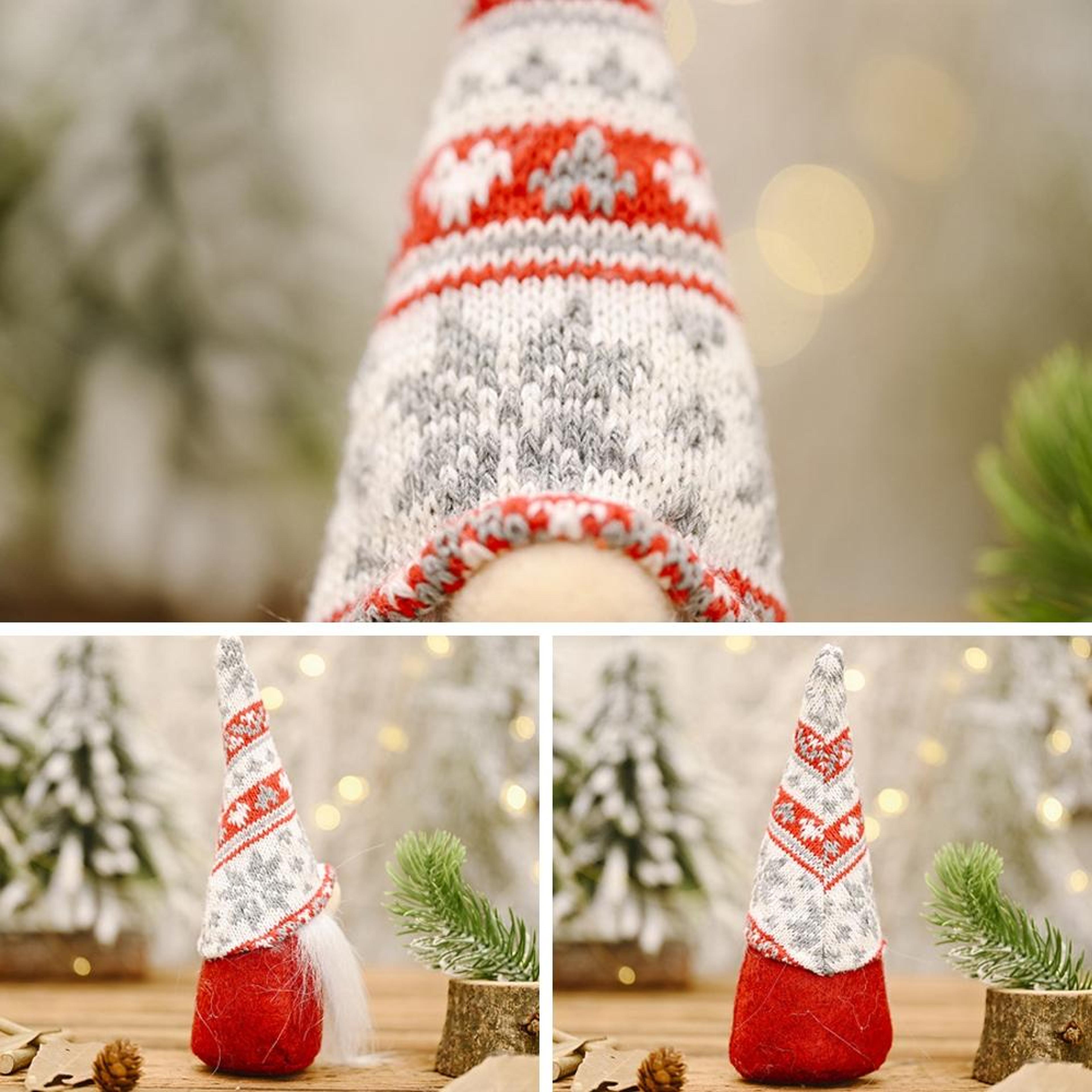 Snowflake Knitted Christmas Gnome Doll For Tabletop Holiday Decoration 4