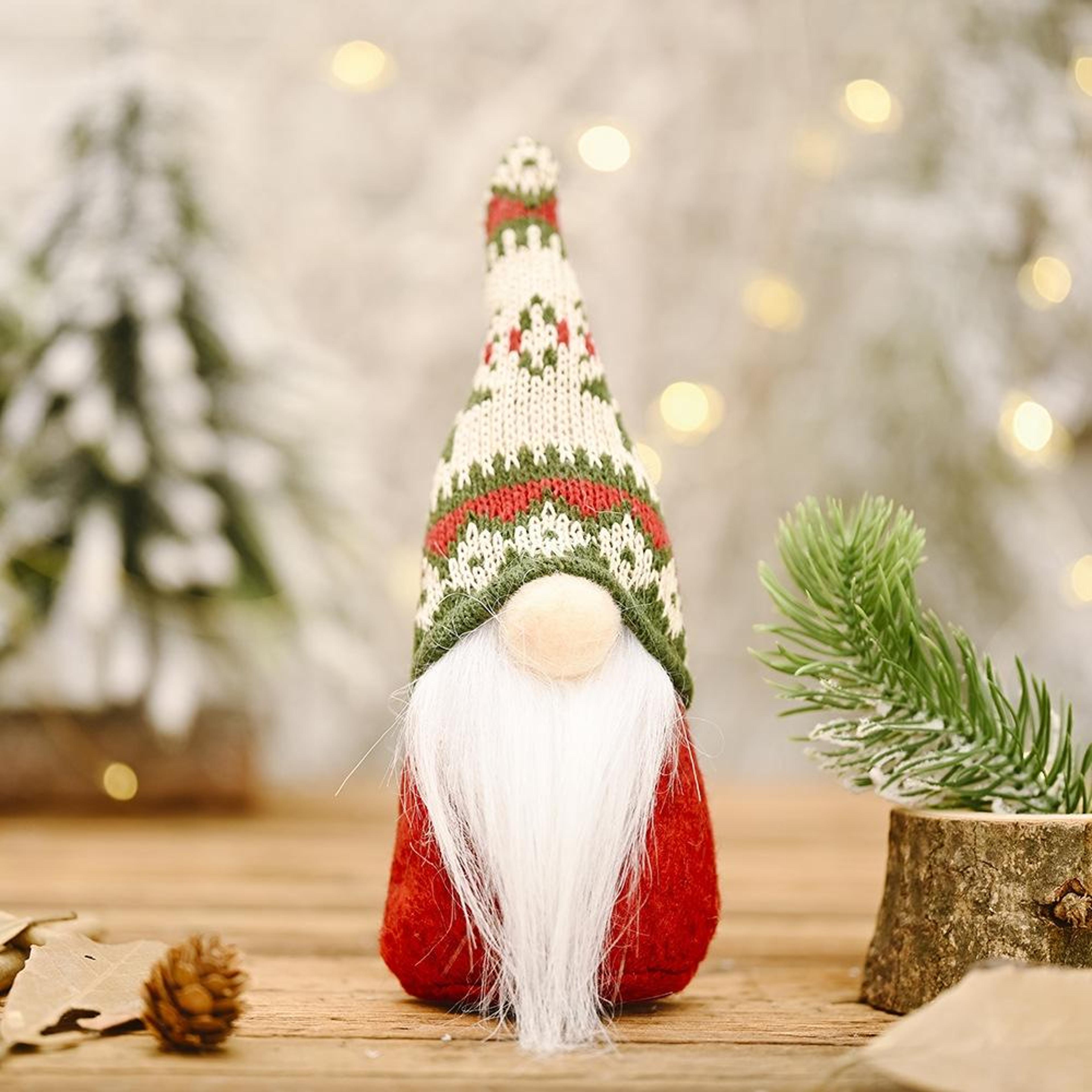 Snowflake Knitted Christmas Gnome Doll For Tabletop Holiday Decoration 7