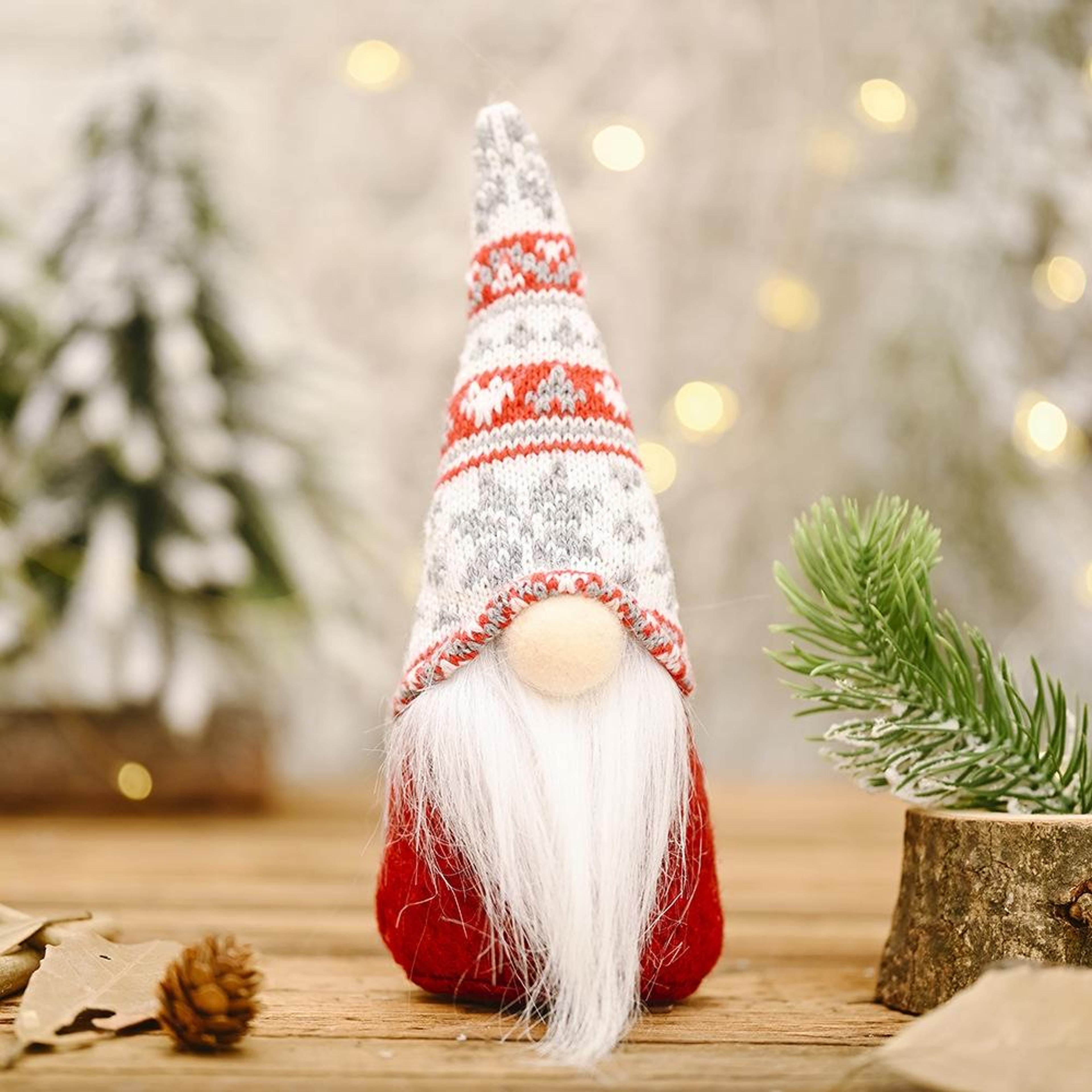 Snowflake Knitted Christmas Gnome Doll For Tabletop Holiday Decoration 8