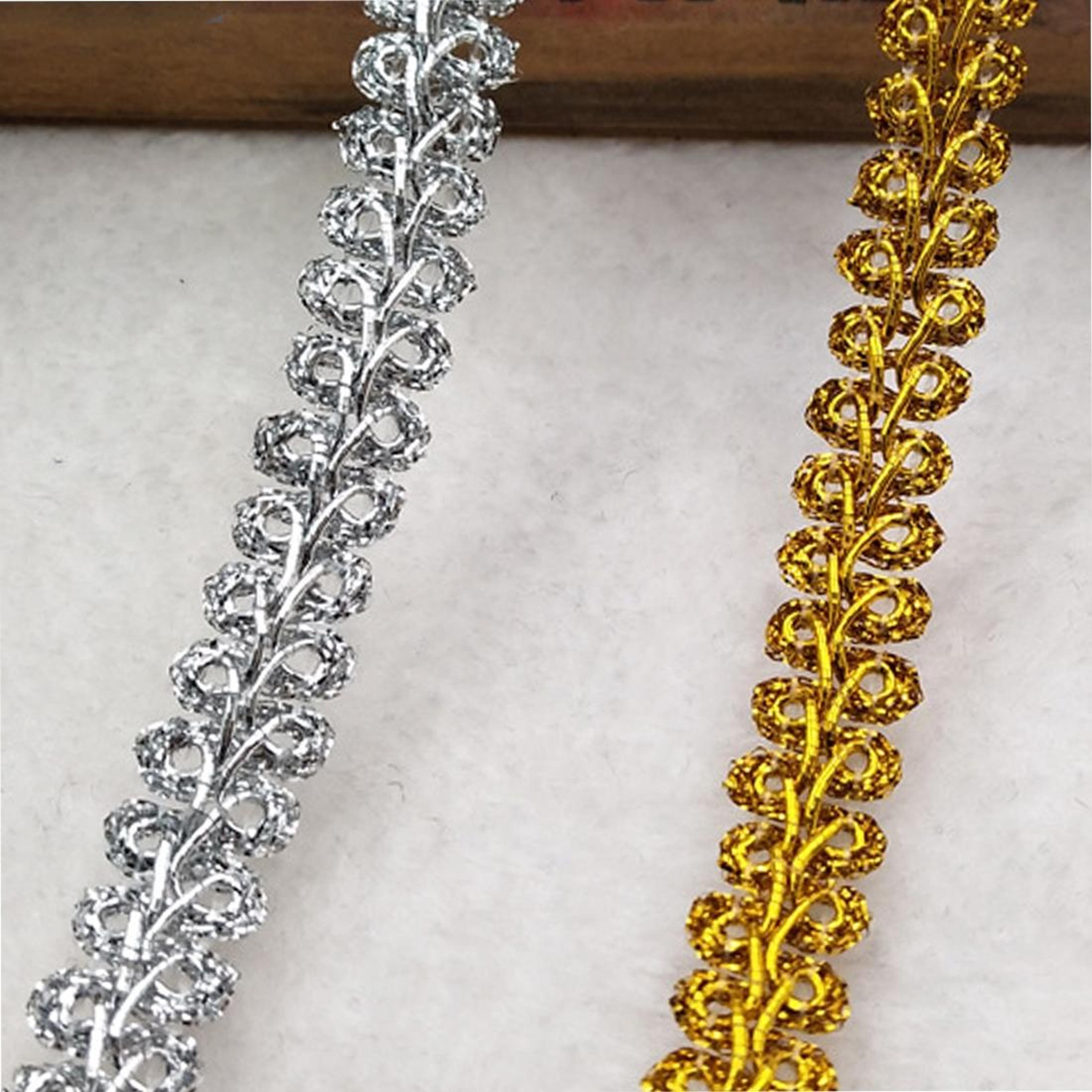 Gold Centipede Lace Trim Woven Decorative Ribbon For Sewing And DIY Crafts 2