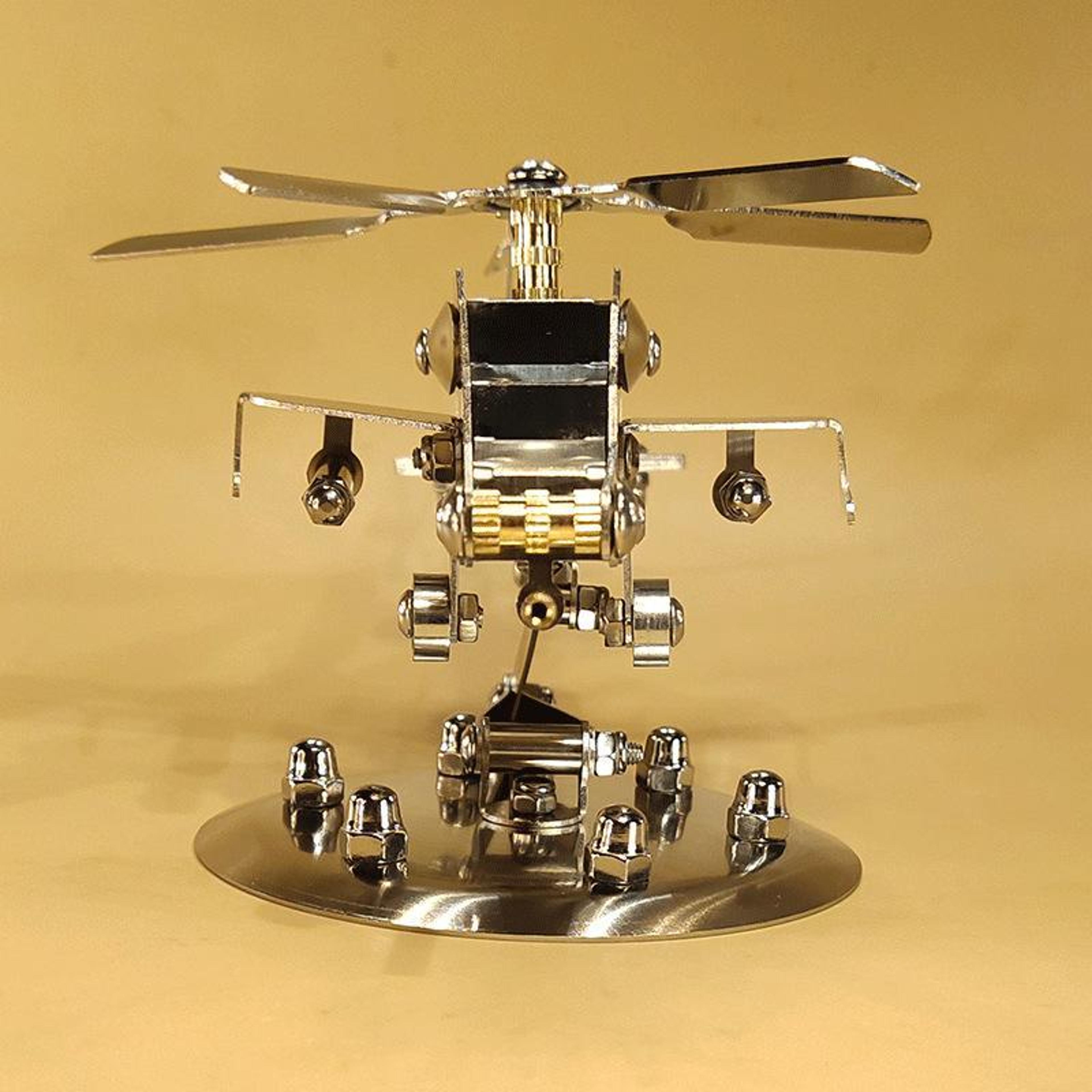 Stainless Steel Helicopter Model With Rotating Propeller For Office Desk Decor 5