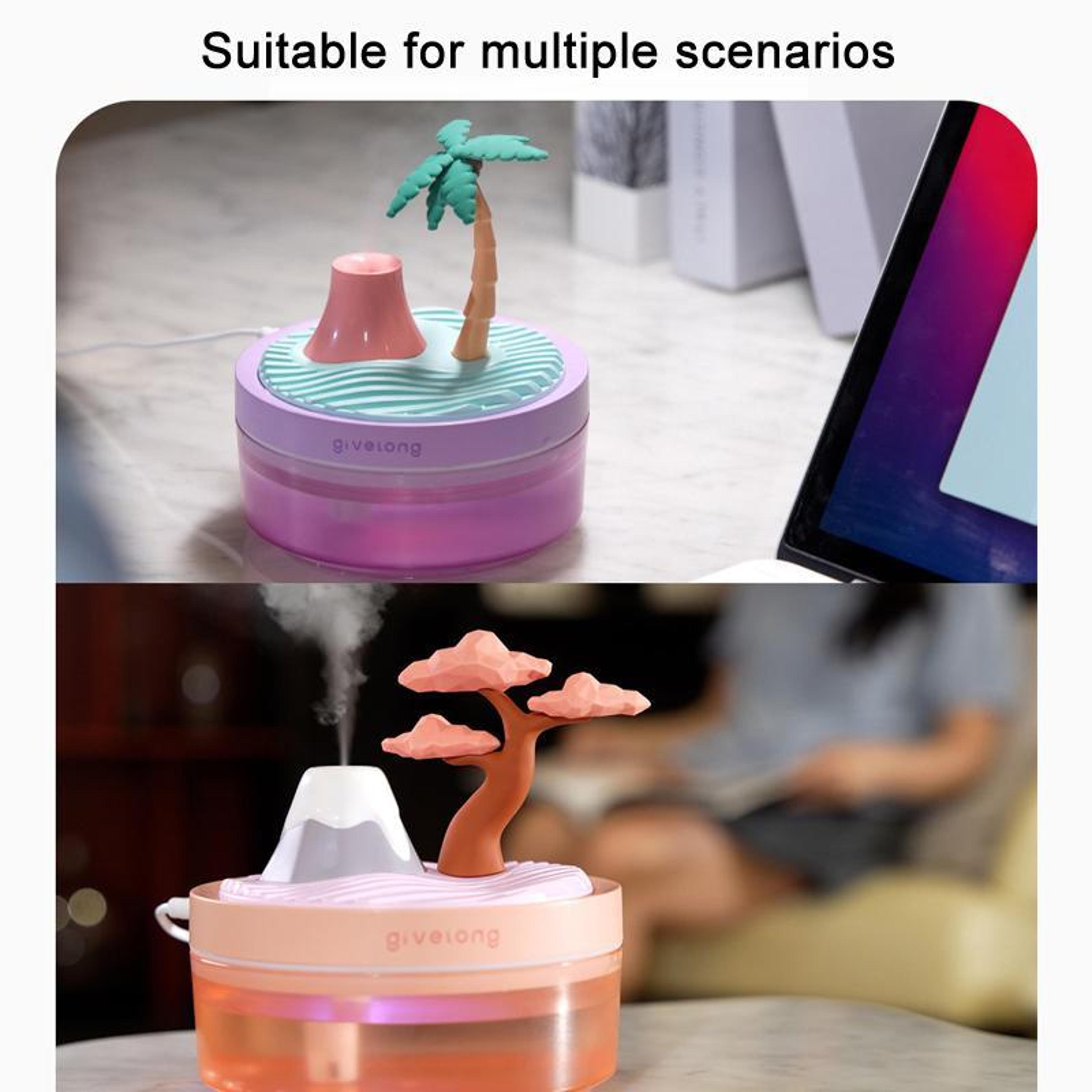 Mini USB Humidifier With Pine Tree Landscape Night Light And Dual Mist 2