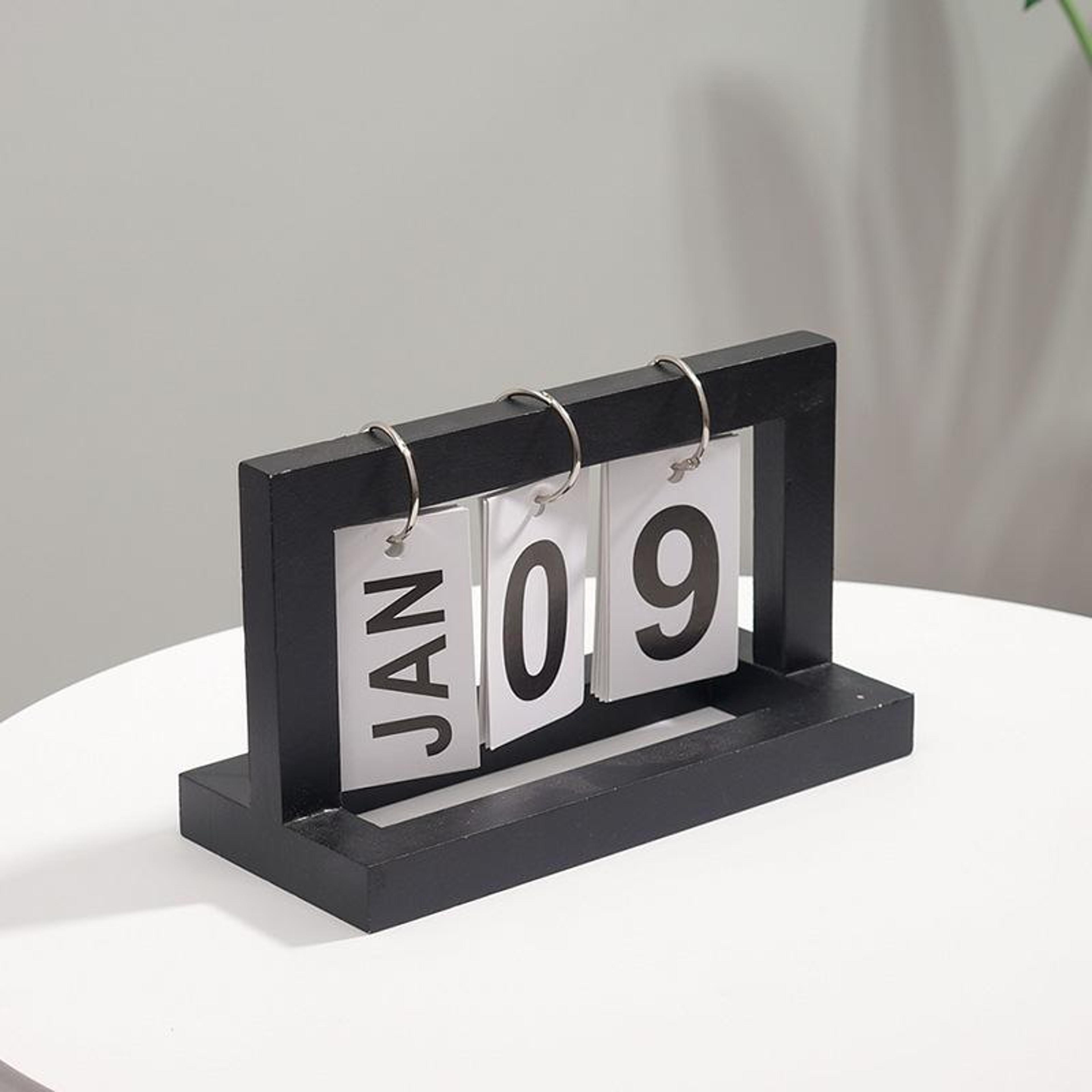 Timeless Wooden Flip Desk Calendar Perpetual Calendar  Minimalist Desk Decor 4