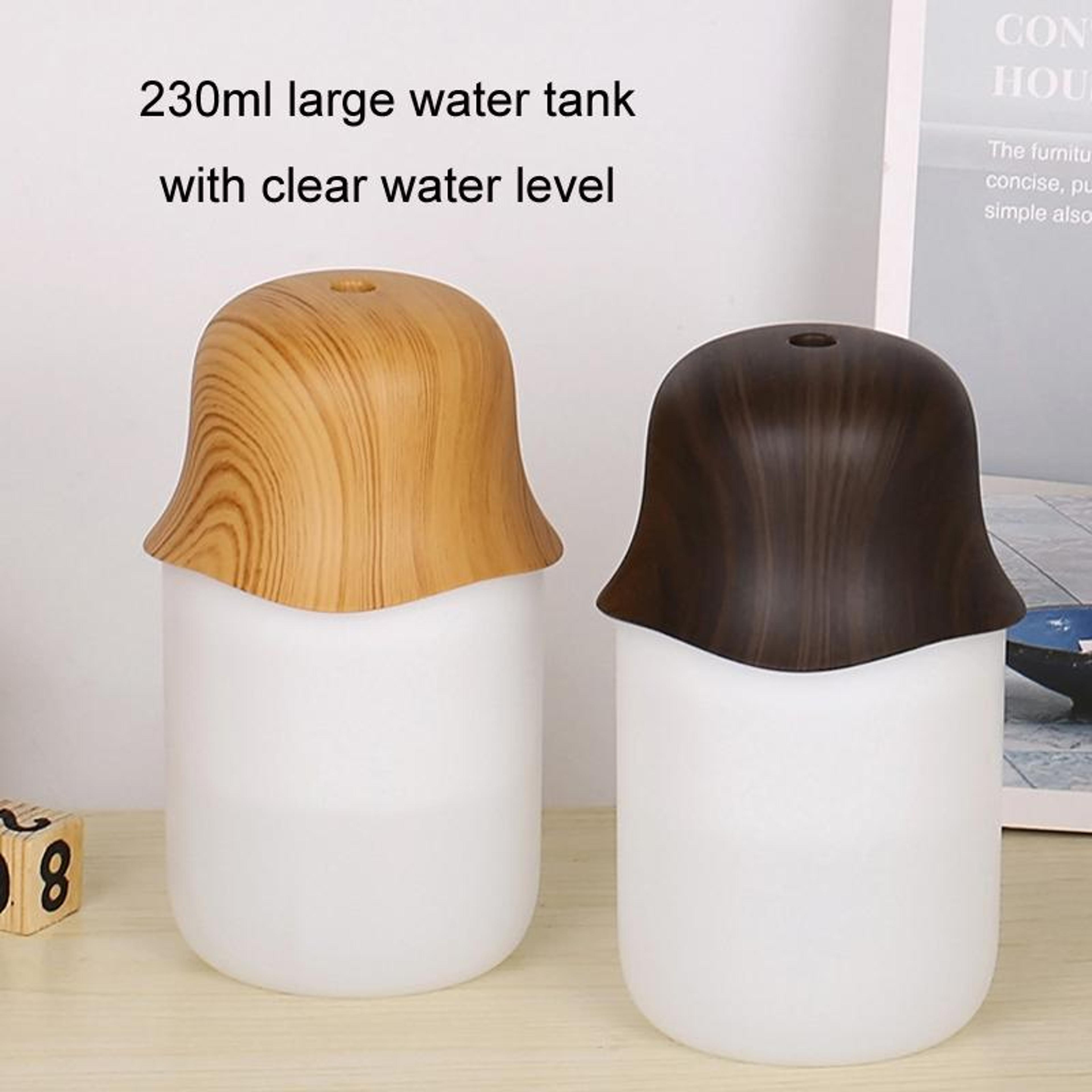 Wood Grain USB Humidifier 230ml Desktop Aromatherapy Diffuser With Warm Night Light 3