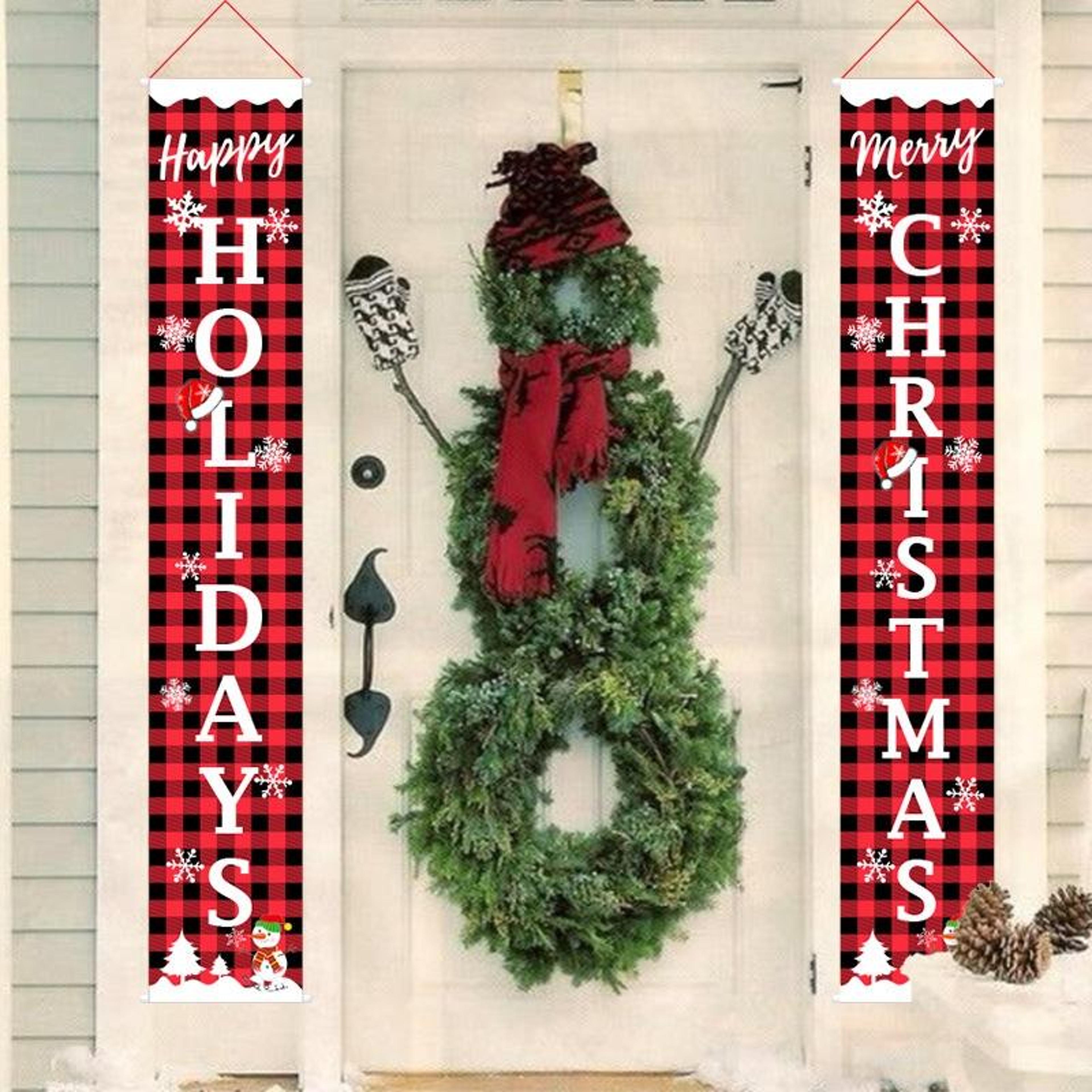 Red Black Buffalo Plaid Christmas Door Curtain Farmhouse Holiday Decoration Set 4