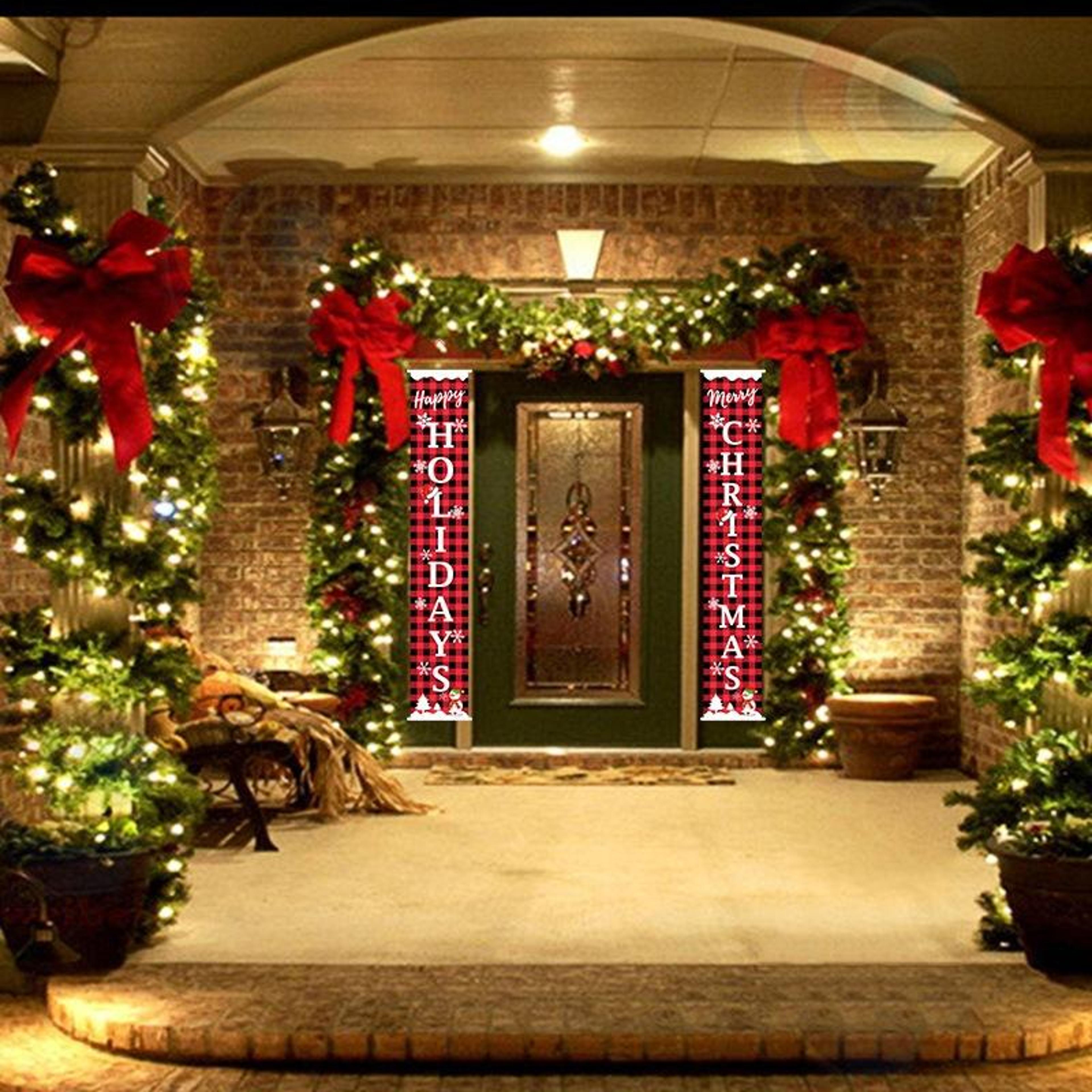 Red Black Buffalo Plaid Christmas Door Curtain Farmhouse Holiday Decoration Set 6